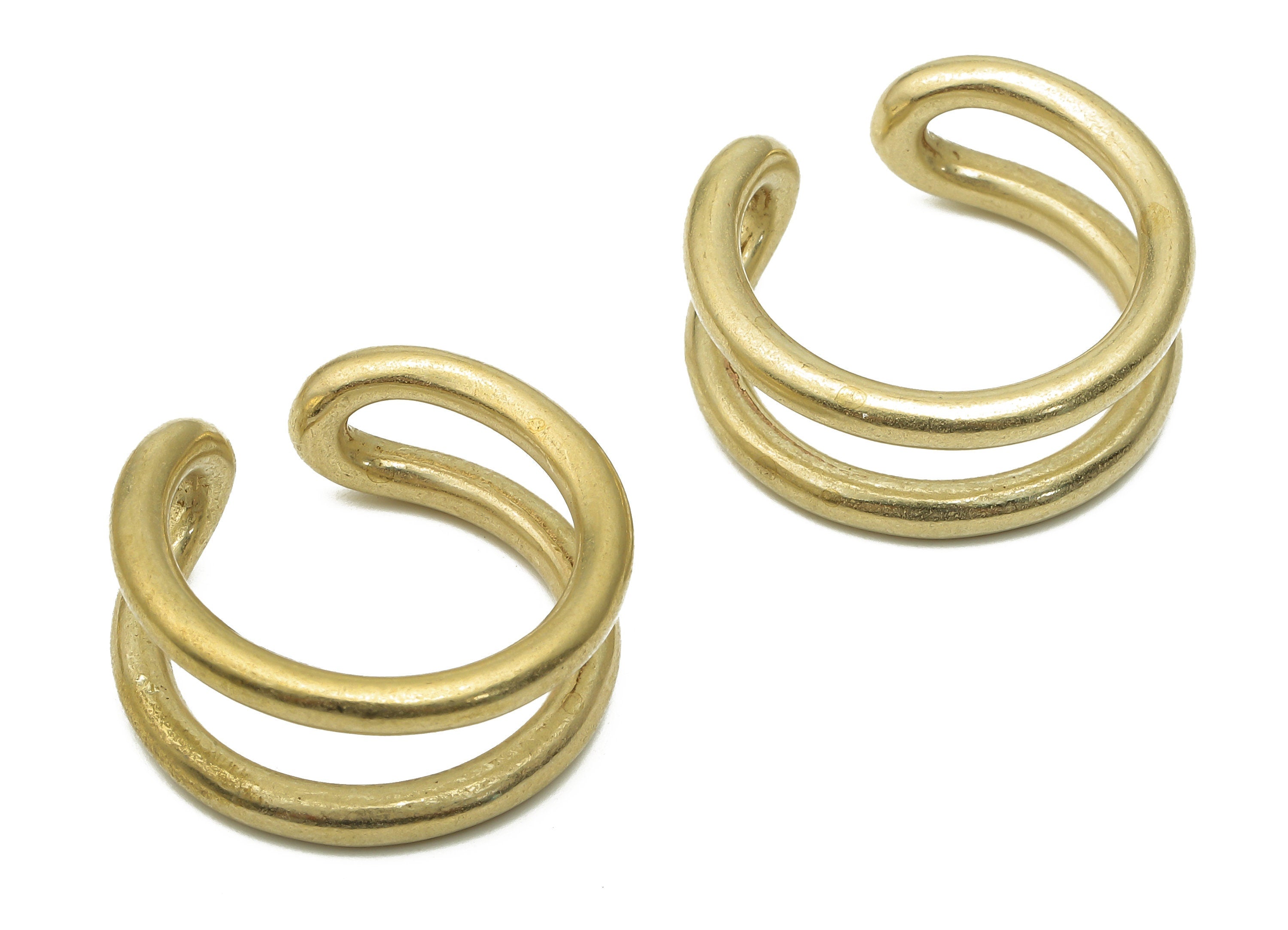 Brass Double Line Ear Cuff - Raw Brass Cuff Earrings - Brass Ear Climber - Brass Earrings - Double Earrings - 23.6x23.6x2.8mm - PP7649 - DOMEDBAZAAR