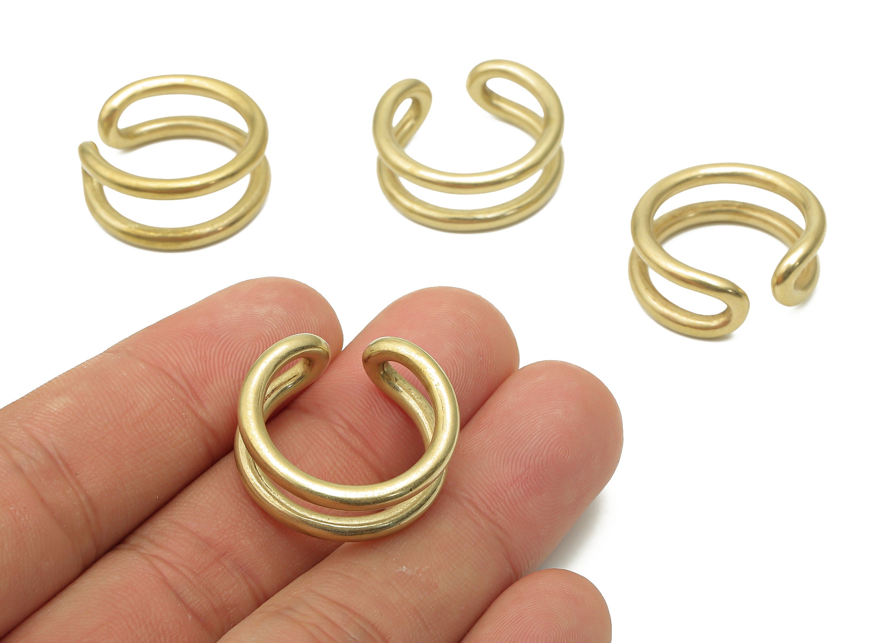 Brass Double Line Ear Cuff - Raw Brass Cuff Earrings - Brass Ear Climber - Brass Earrings - Double Earrings - 23.6x23.6x2.8mm - PP7649 - DOMEDBAZAAR
