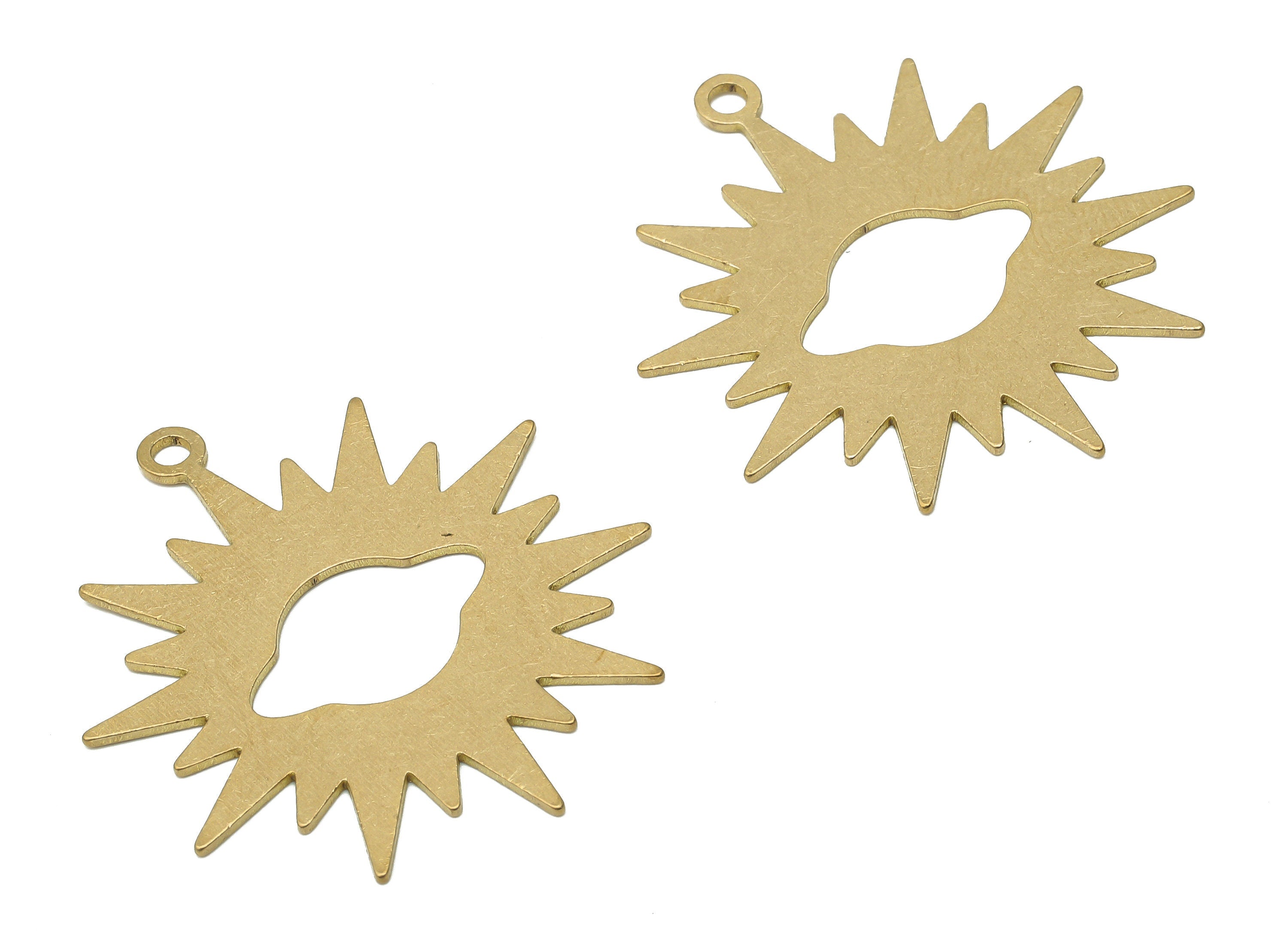 Brass UFO Earring Charm - Raw Brass Saturn Pendant - Raw Brass Pendant - Brass Sunshine Earring Pendant -35.67x32.48x0.7mm - PPA4046 - DOMEDBAZAAR