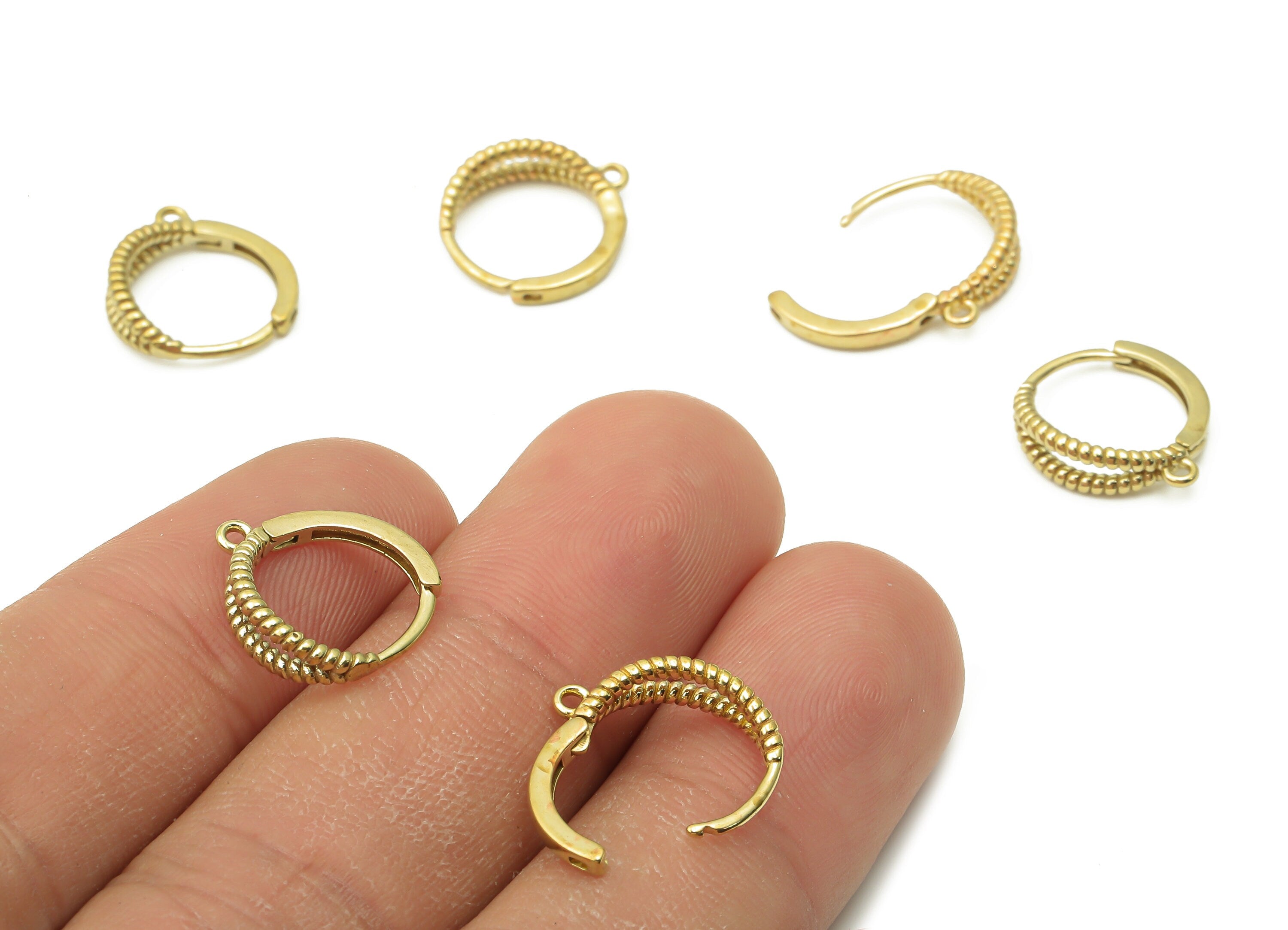 Brass Hoop Earrings Pendant - Raw Brass Spiral Textured Hoop Pendant - Raw Brass Round Huggie Pendant With Loop - 14.11x13.17x1.5mm - PP7606 - DOMEDBAZAAR