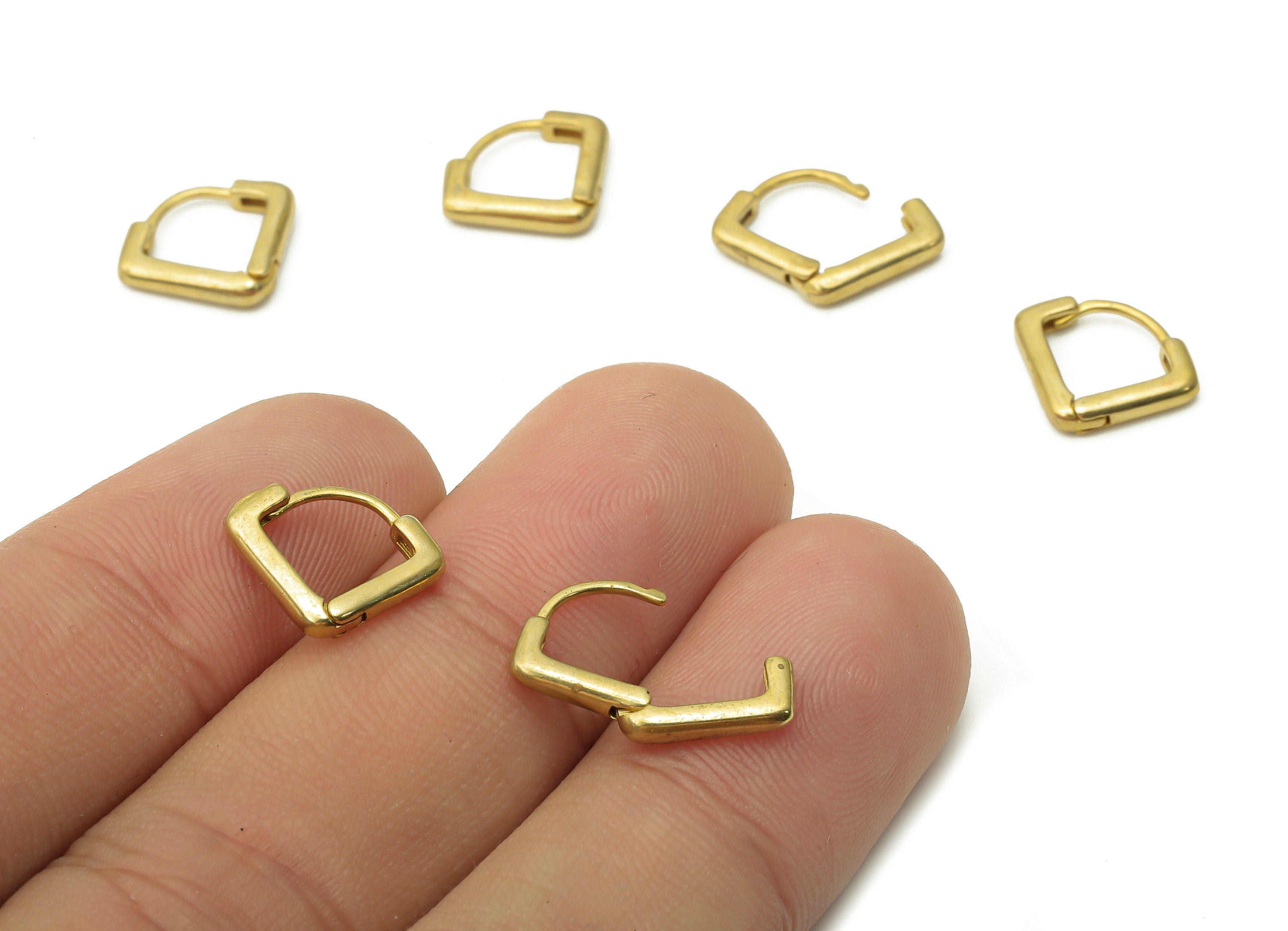 Brass Diamond Clasps Earrings - Raw Brass Hoop Earrings - Brass Huggie Earring - Brass Earring Clasp - 12.32x2.33x1.34mm - PP7616 - DOMEDBAZAAR