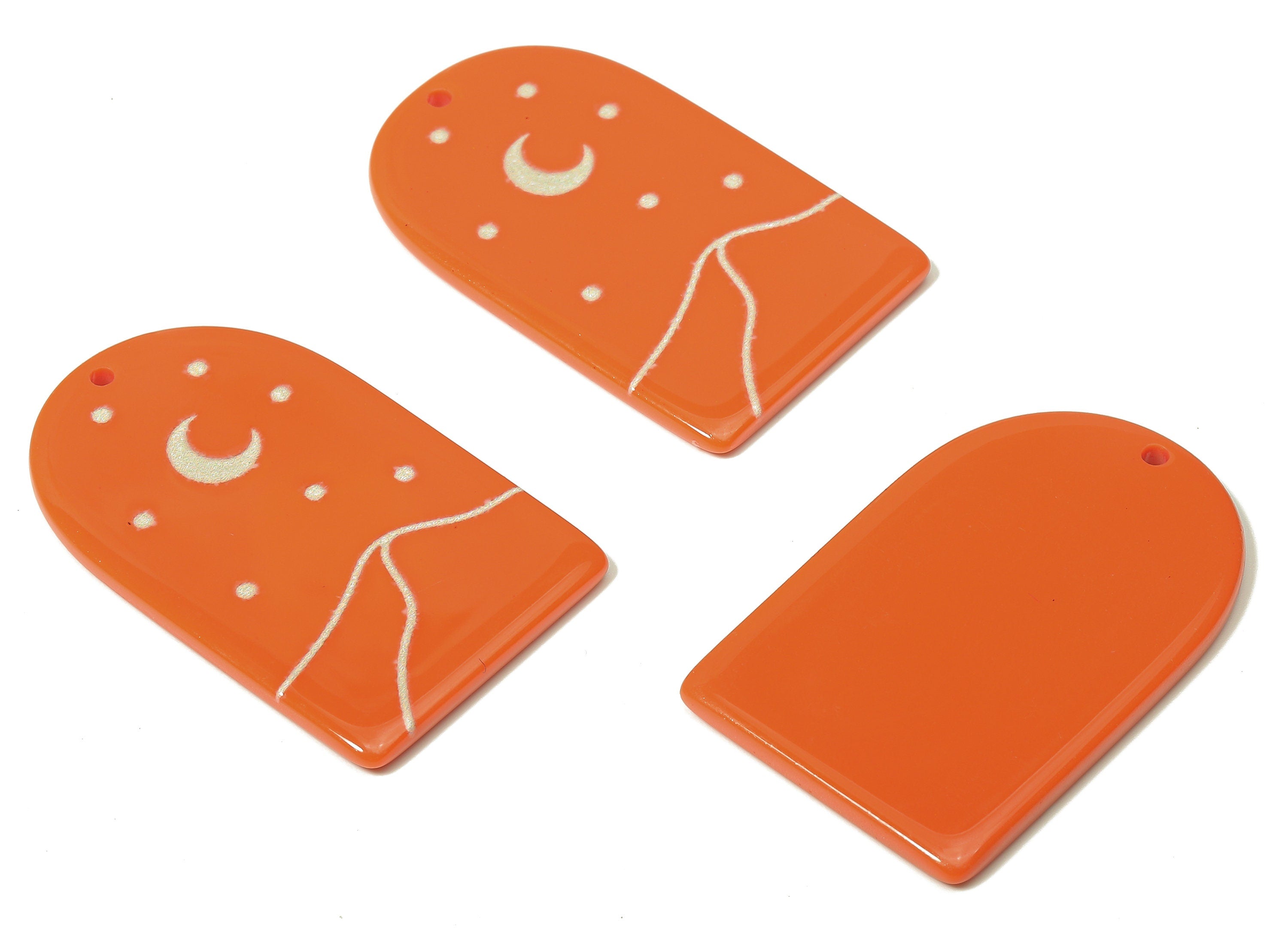 Acrylic Domed Crescent Charms - Acrylic D Mountain Star Pendant - Jewelry Supplies - Color Code: A808 - 37.71x23.28x2.24mm - AC2410-A808 - DOMEDBAZAAR