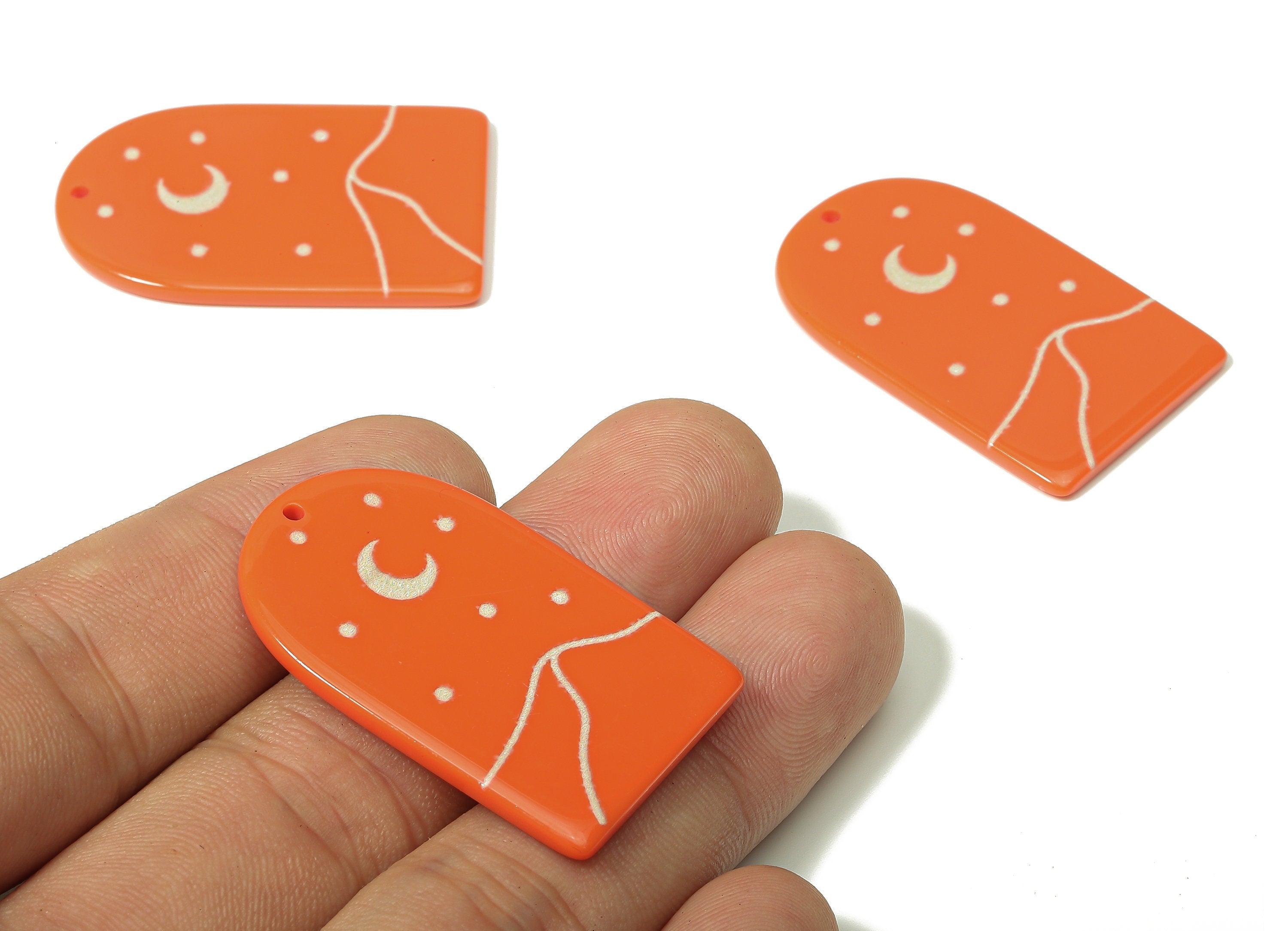 Acrylic Domed Crescent Charms - Acrylic D Mountain Star Pendant - Jewelry Supplies - Color Code: A808 - 37.71x23.28x2.24mm - AC2410-A808 - DOMEDBAZAAR