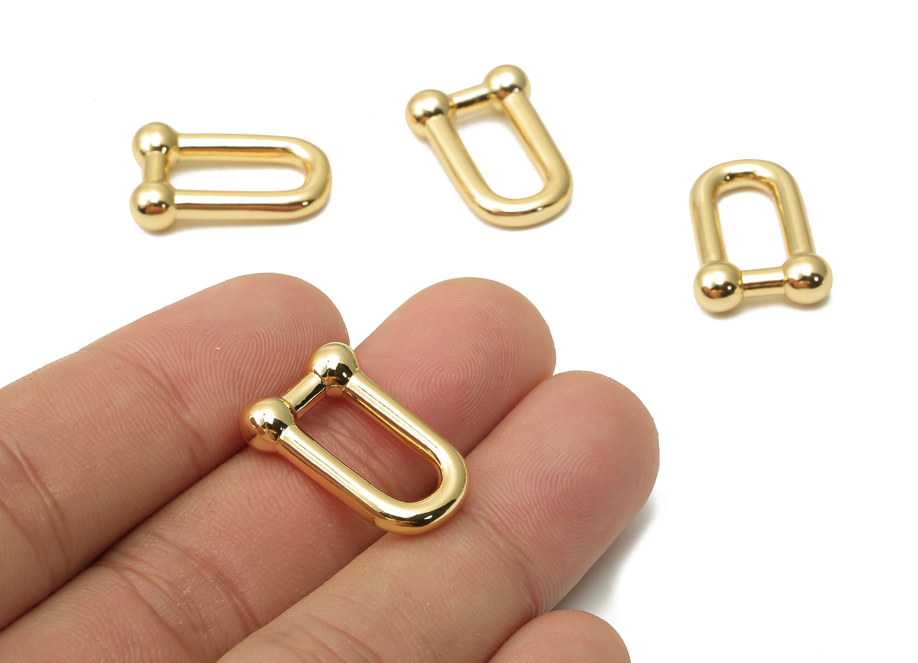 Brass U Link Earring Charm – Brass Thick U Hoop Earrings - Horsehoe Earrings - 18K Real Gold Plated - 22.57x15.17x5.43mm - RGP4789 - DOMEDBAZAAR