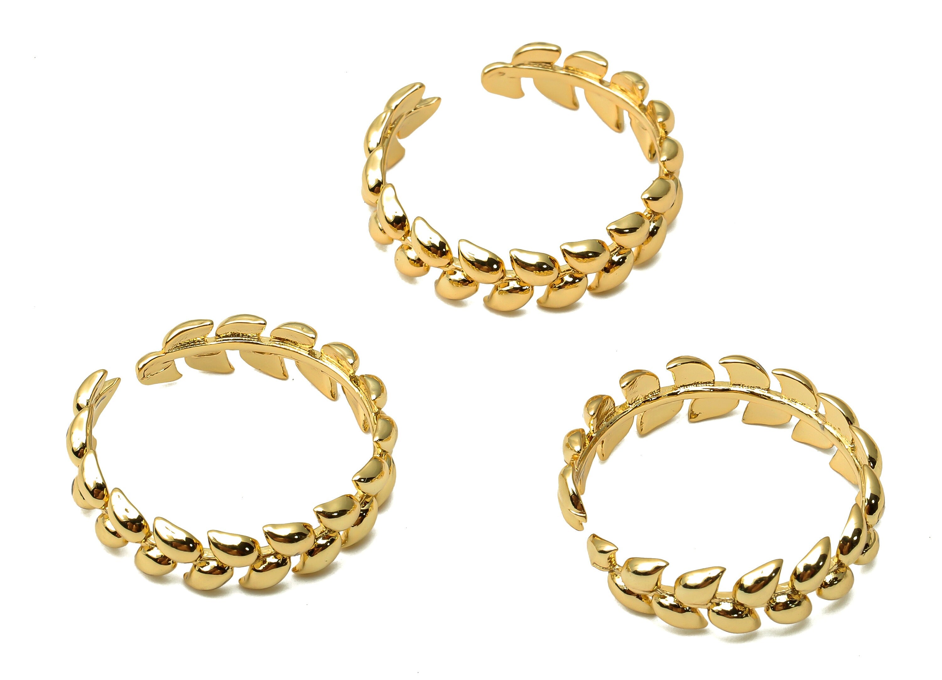 Brass Open Leaf Hoop Charm - Brass Leaf Ring Branch Hoop - Brass Circle Open Ring - 18K Real Gold Plated - 20.93x20.93x1.55mm - RGP4791 - DOMEDBAZAAR