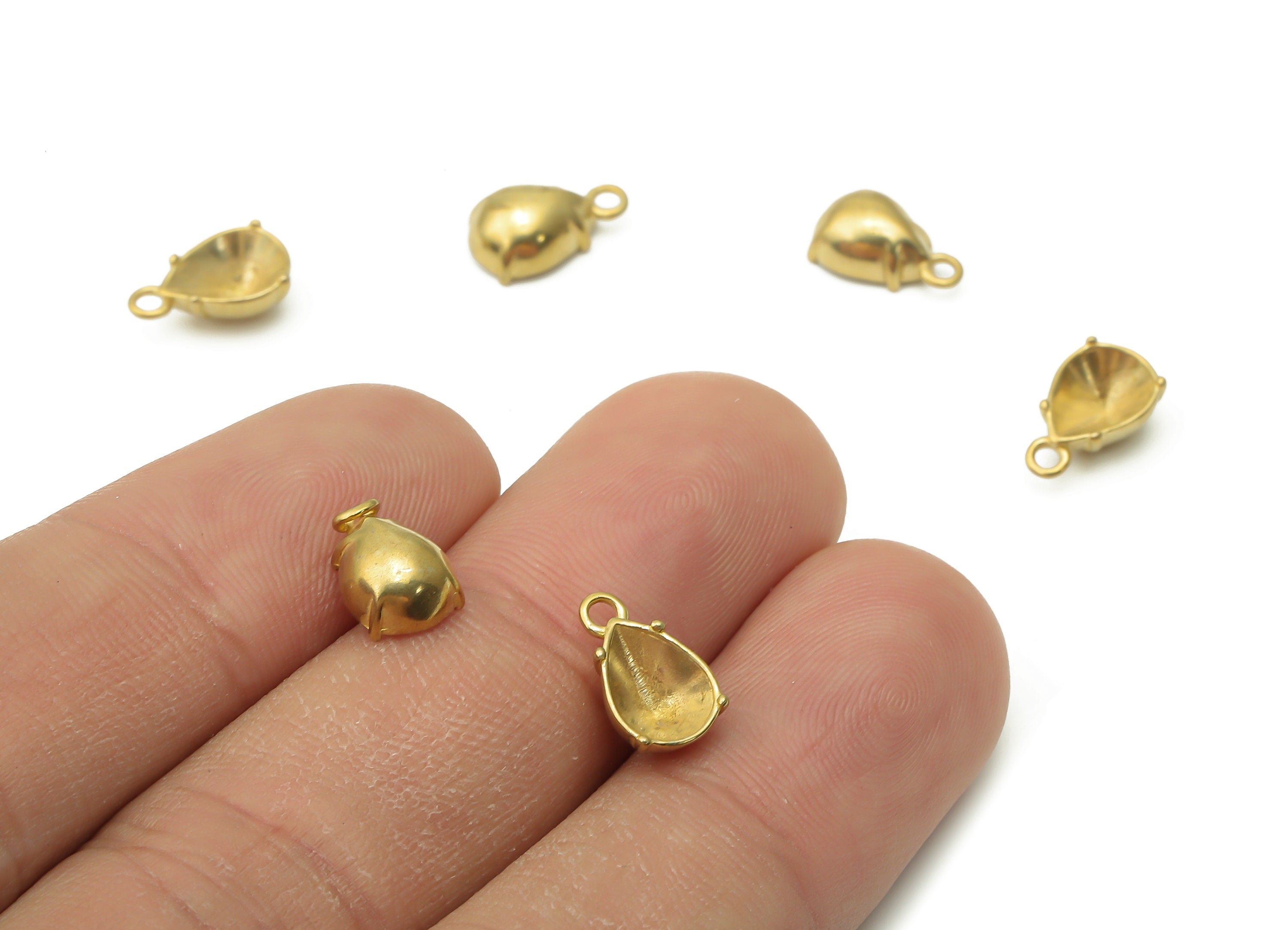 Brass Drop Earring Charms - Raw Brass Cabachon Teardrop Earring - Brass Teardrop Pendant - Brass Teardrop Earring - 10.8x6.6x1.26mm - PP7743 - DOMEDBAZAAR