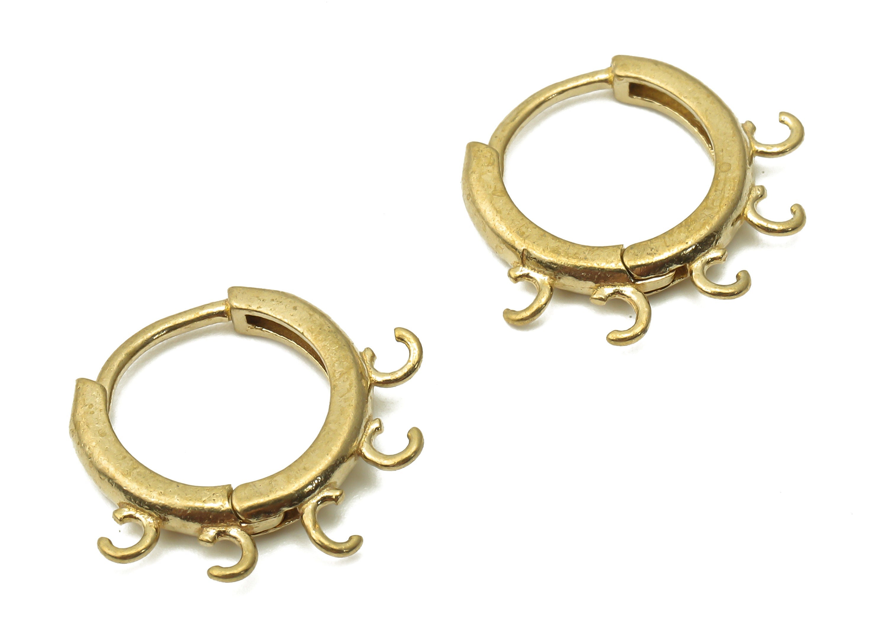 Brass Round Hoops Earring Connector- Raw Brass Circle Hoop Earring With Loop - Brass Huggie Clasps With 5 Loops - 17x14.86x2.64mm - PP7762 - DOMEDBAZAAR