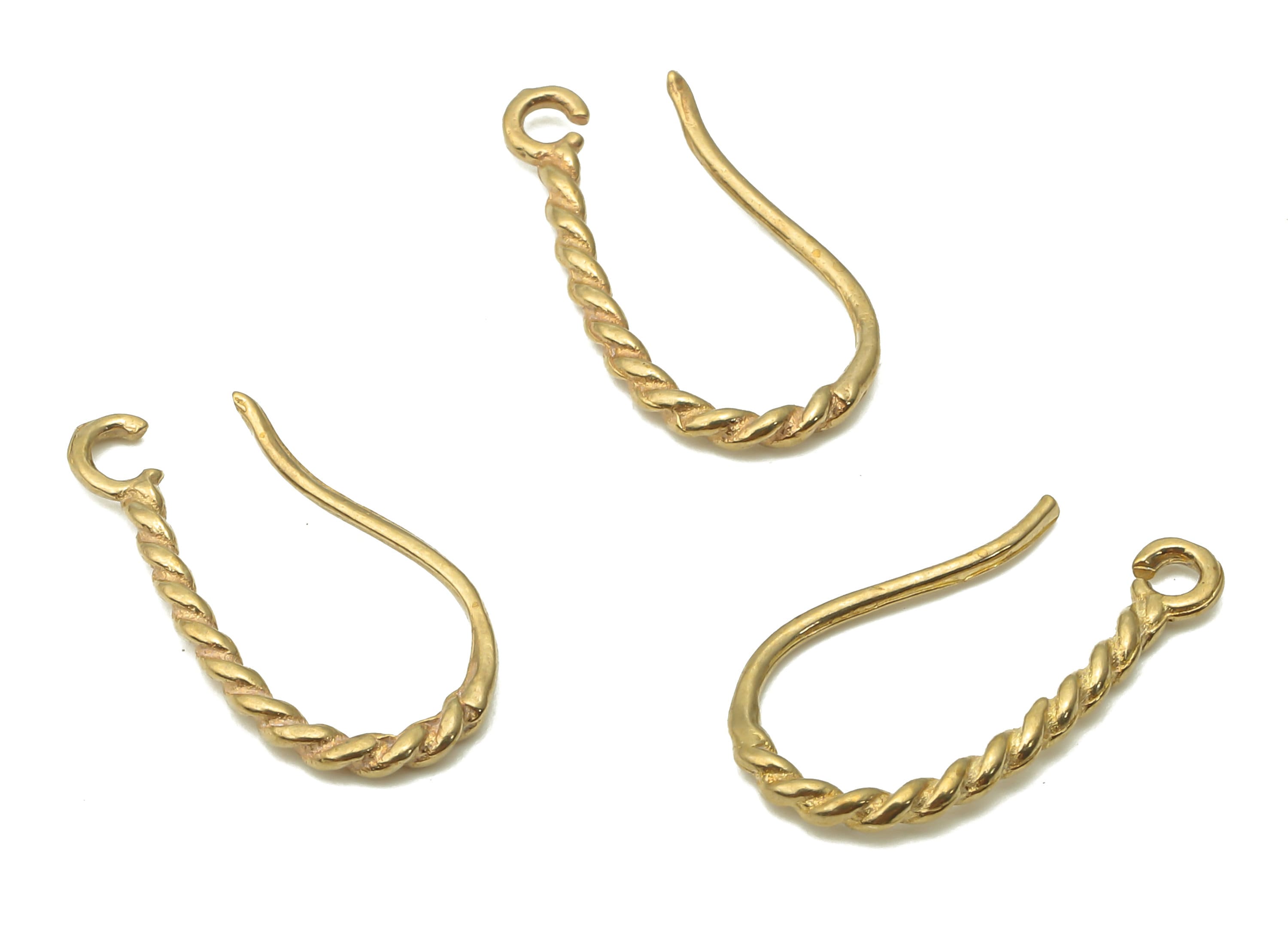 Brass Earrings Hooks - Raw Brass Twisted Earrings Wires - Brass Curved Earring Hooks - Twisted Brass Ear Wire -17.15x8.78x1.36mm- PP7773 - DOMEDBAZAAR
