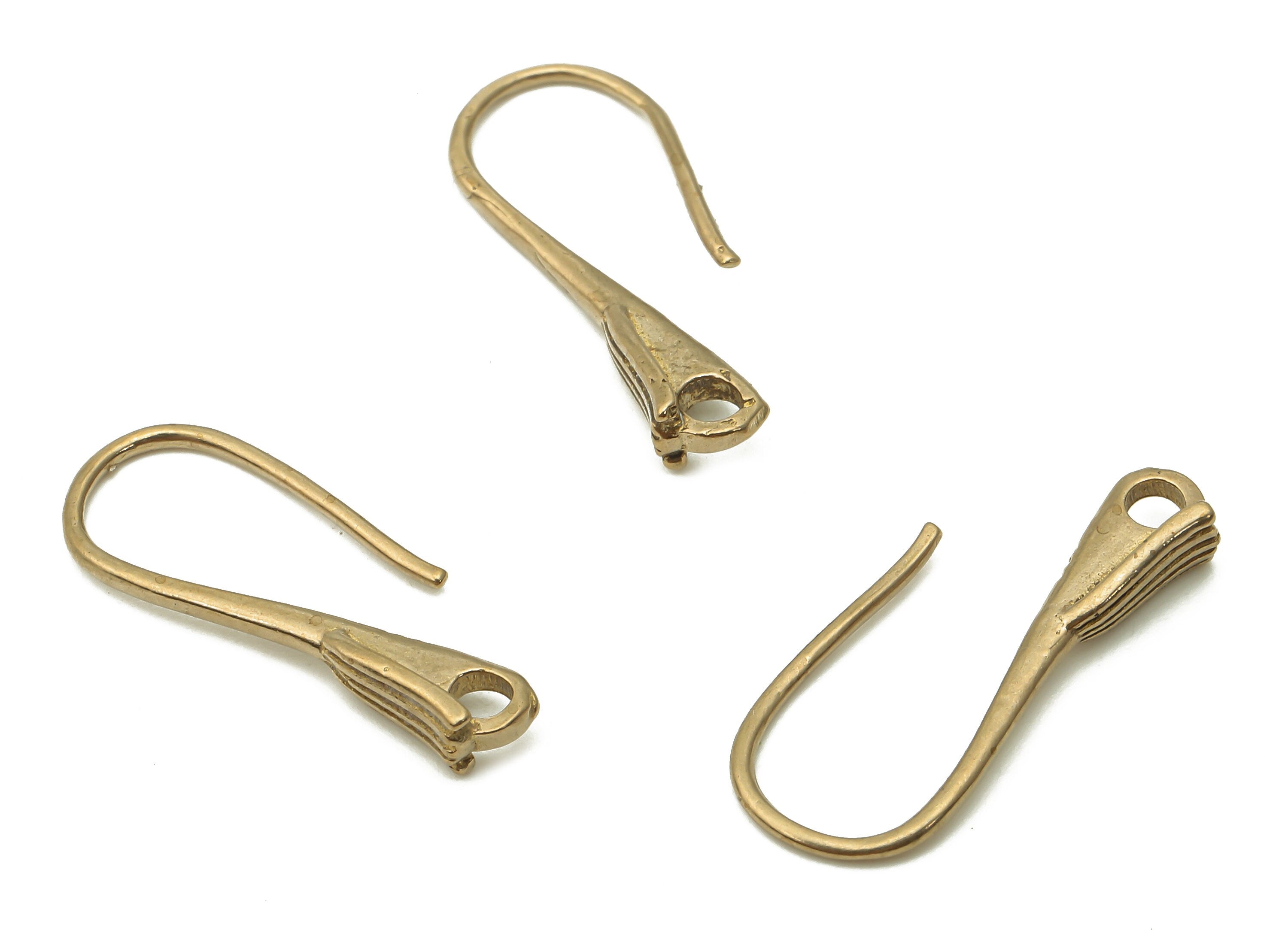 Brass Earrings Wires - Raw Brass Earring With Hooks - Earrings Findings - Brass Earring Hooks - 21.48x9.45x2.83mm - PP7774 - DOMEDBAZAAR