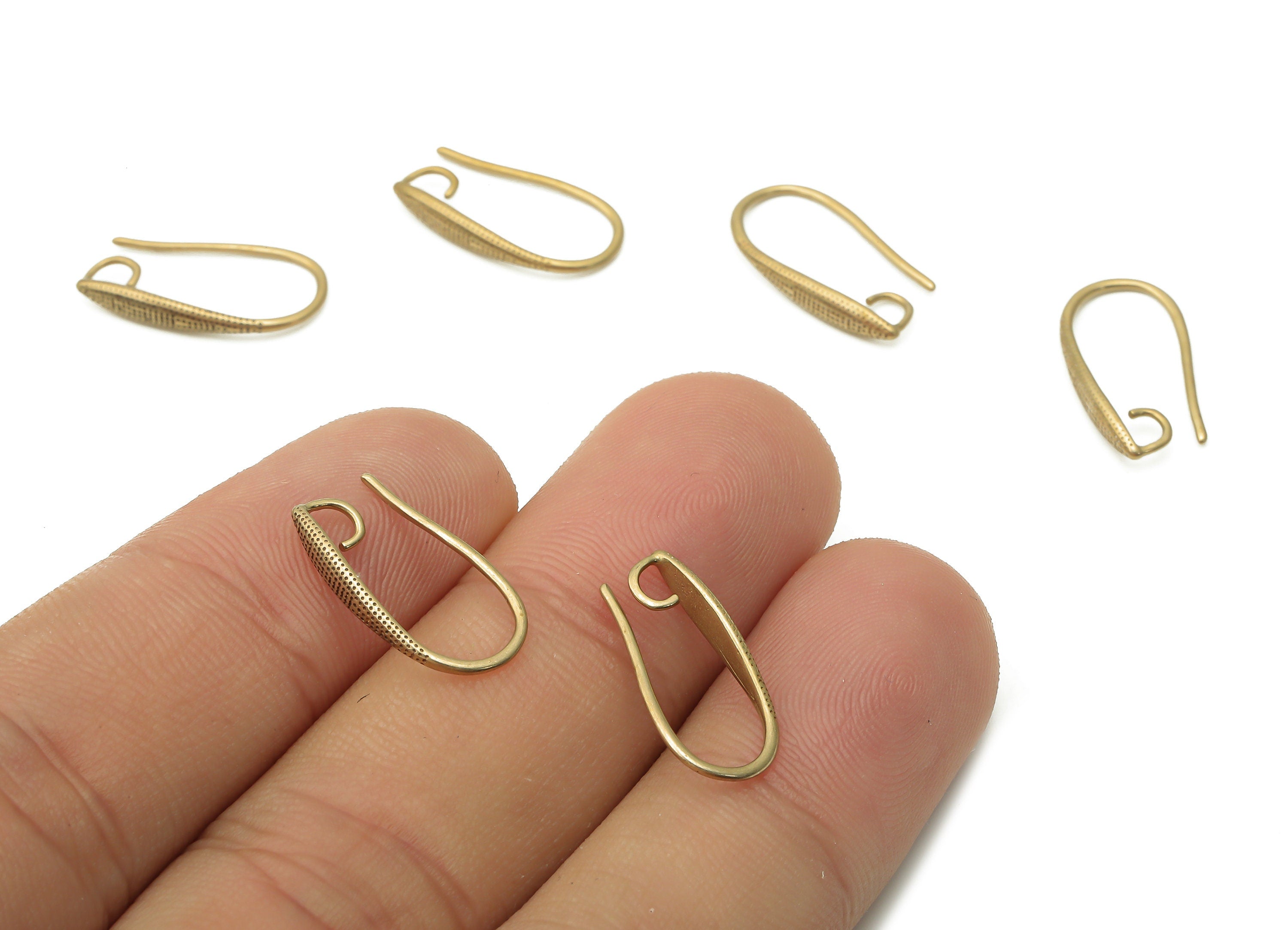 Brass Earrings Wires - Raw Brass Spots Earrings Hooks - Brass Earrings Findings - Brass Earring Hook - 17.36x8.9x2.76mm - PP7777 - DOMEDBAZAAR