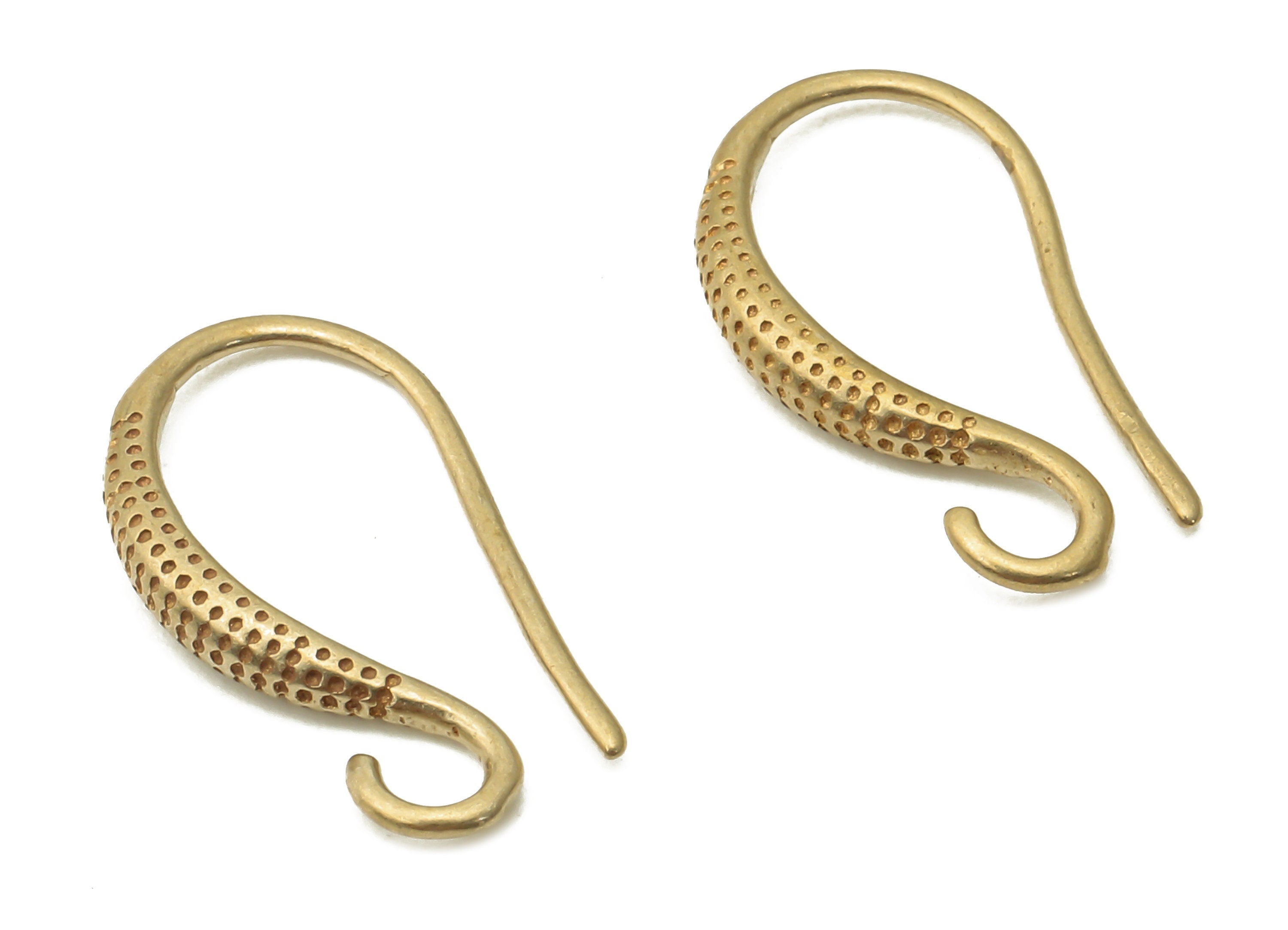 Brass Earrings Wires - Raw Brass Round Spots Earring Hook - Brass Earrings Hooks - Brass Wire Ear Hooks - 17.15x9.8x2.25mm - PP7781 - DOMEDBAZAAR