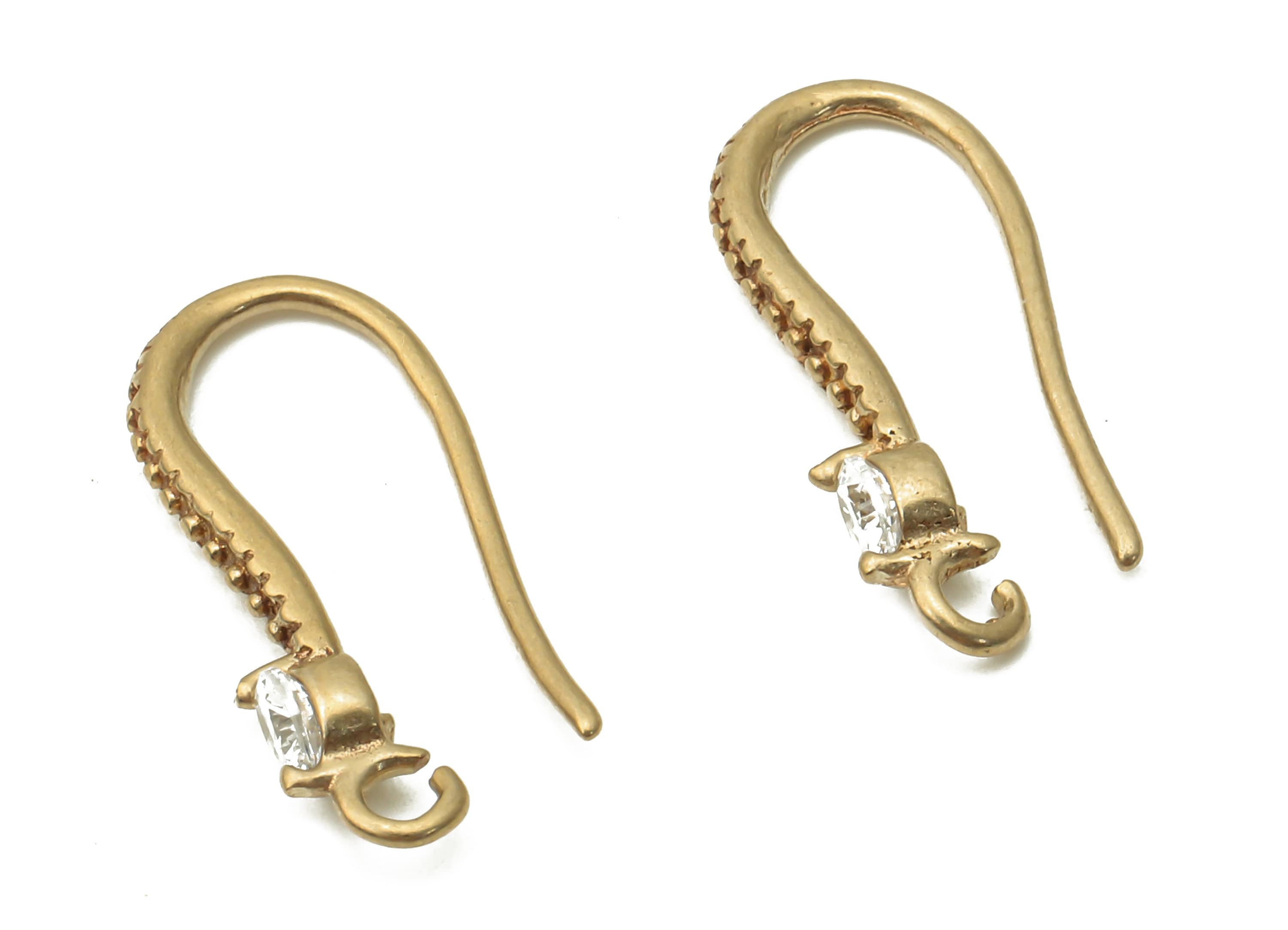 Brass Earrings Wires - Raw Brass Ear Hook With Zircon - Brass Earrings Hooks - Brass Earrings -18.52x7.8x2.3mm - PP7782 - DOMEDBAZAAR