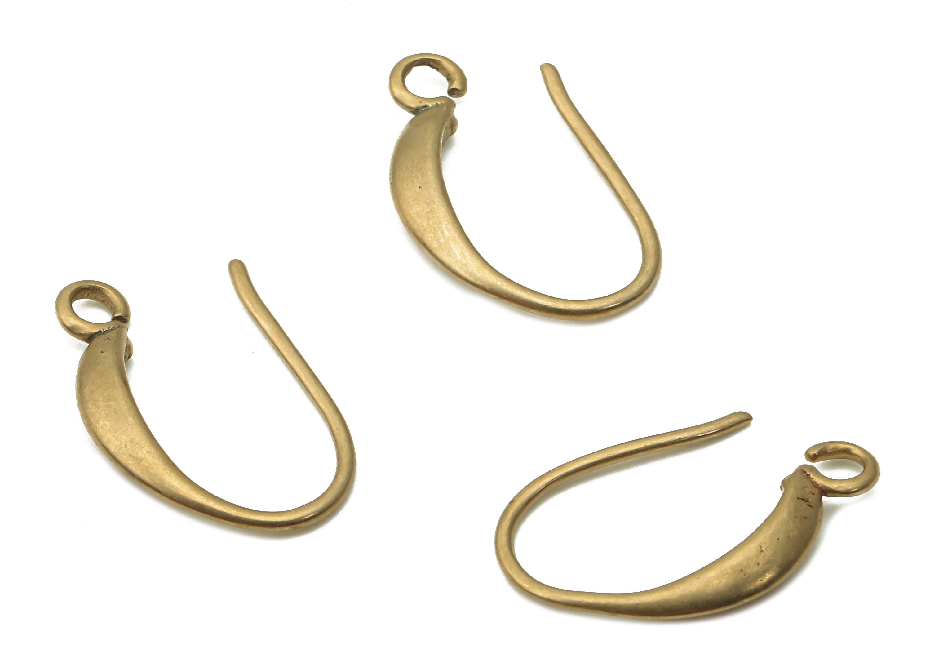 Brass Earrings Wires - Raw Brass Earring Hooks With Loop - Brass Ear Hooks - Earrings Wires - Brass Earring - 16.56x9.57x2.25mm - PP7783 - DOMEDBAZAAR