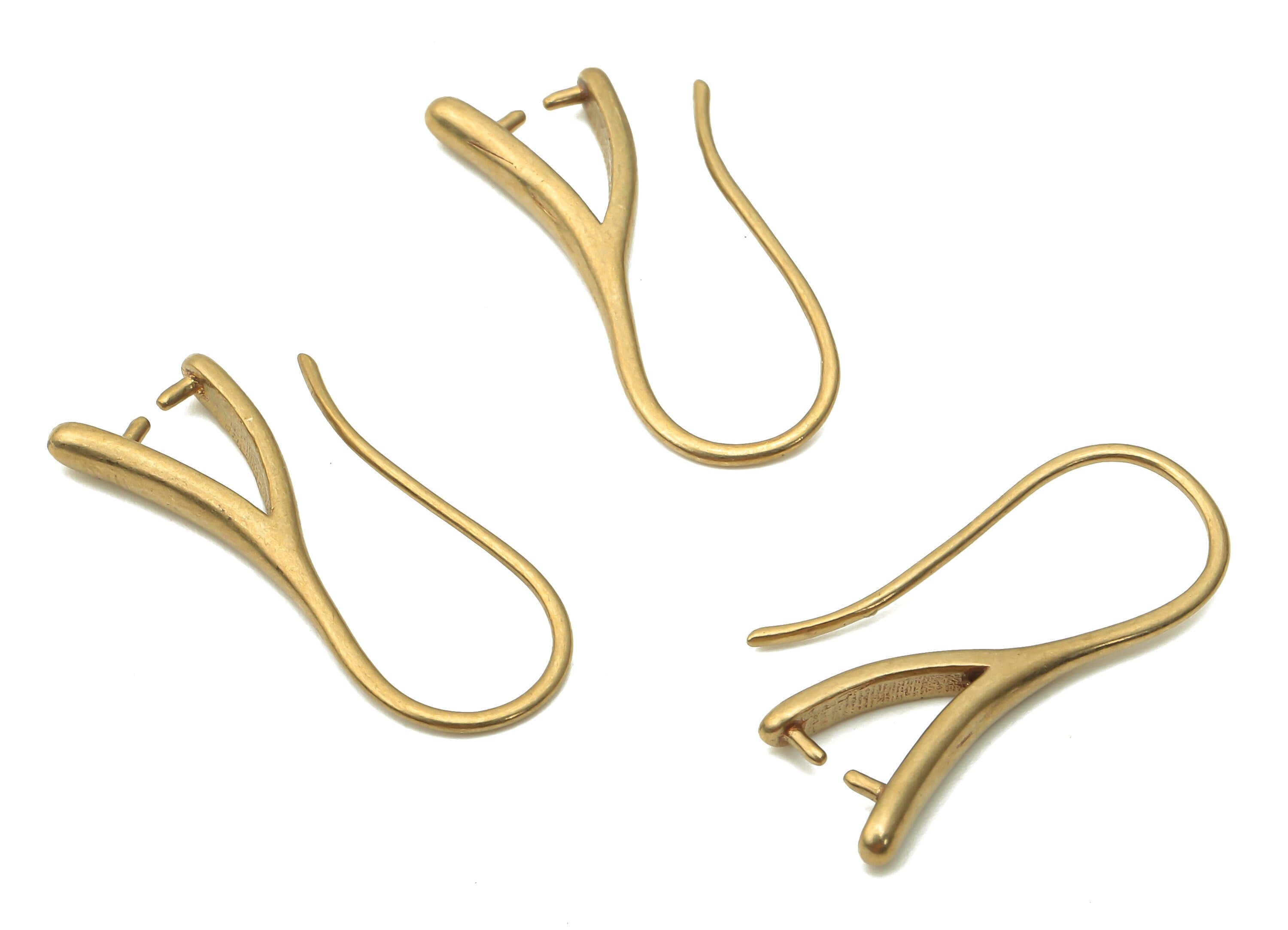 Brass Earrings Wires - Raw Brass Ear Hook Findings - Brass Earrings - Earrings Findings - 24.16x9.2x2.33mm - PP7787 - DOMEDBAZAAR