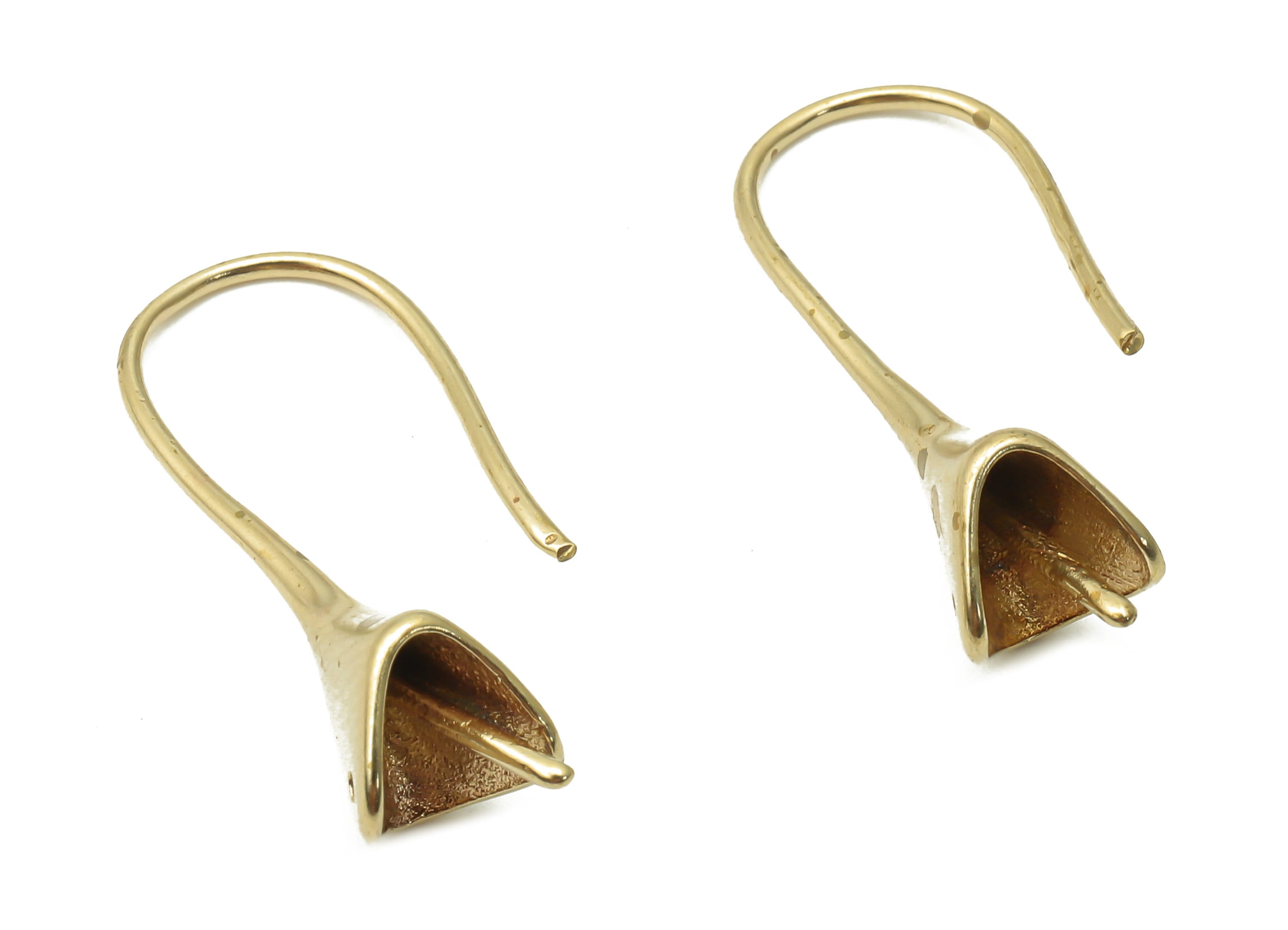 Brass Earrings Wires - Raw Brass Round Bell Earrings Hook - Brass Earrings Findings - Brass Triangle Wires - 25.64x10.78x0.94mm - PP7797 - DOMEDBAZAAR