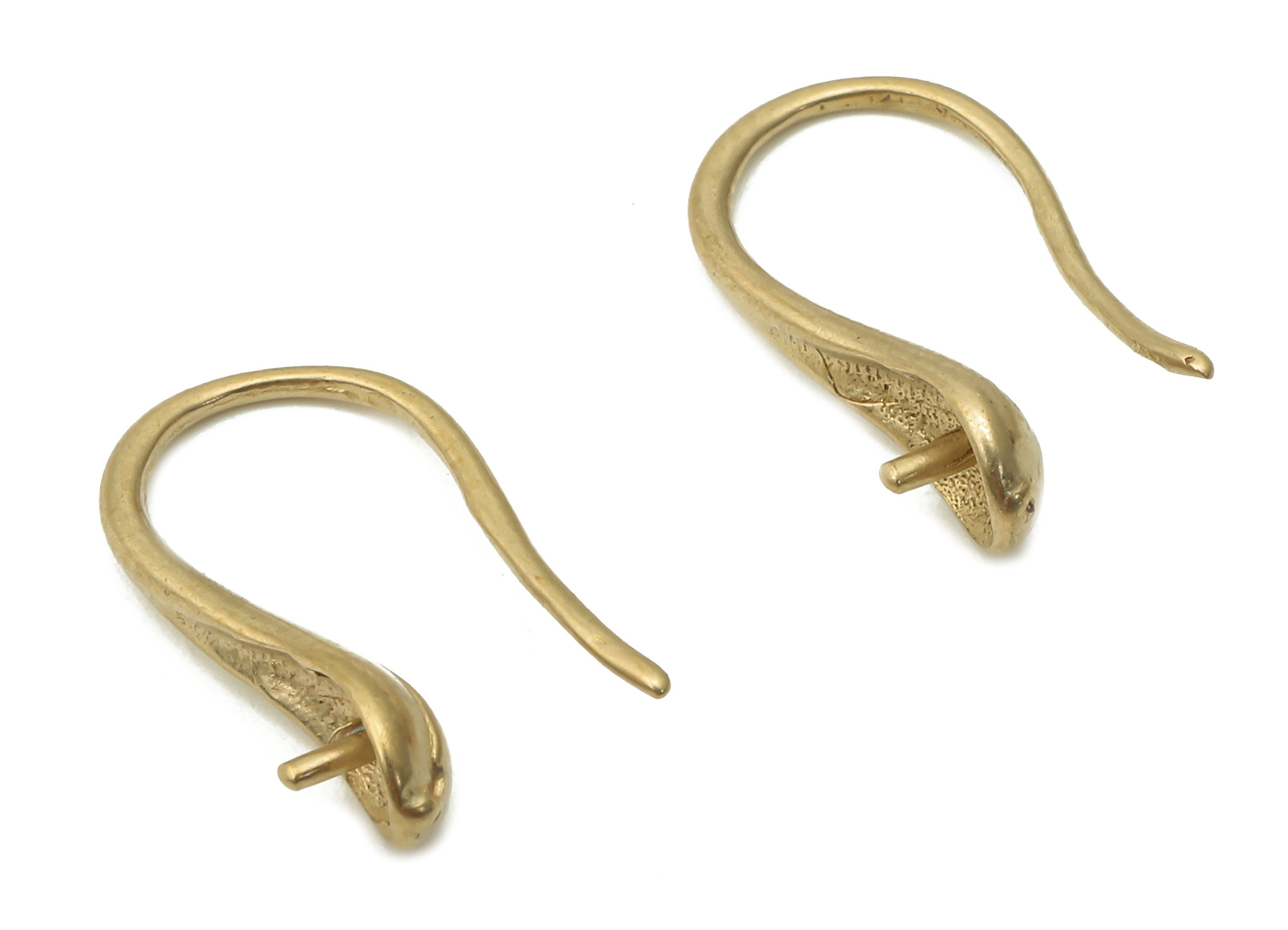 Brass Earrings Wires - Raw Brass Snake Ear Hooks Findings - Brass Snake Ear Hooks - Earrings Findings - 15.7x8.28x1.03mm - PP7798 - DOMEDBAZAAR