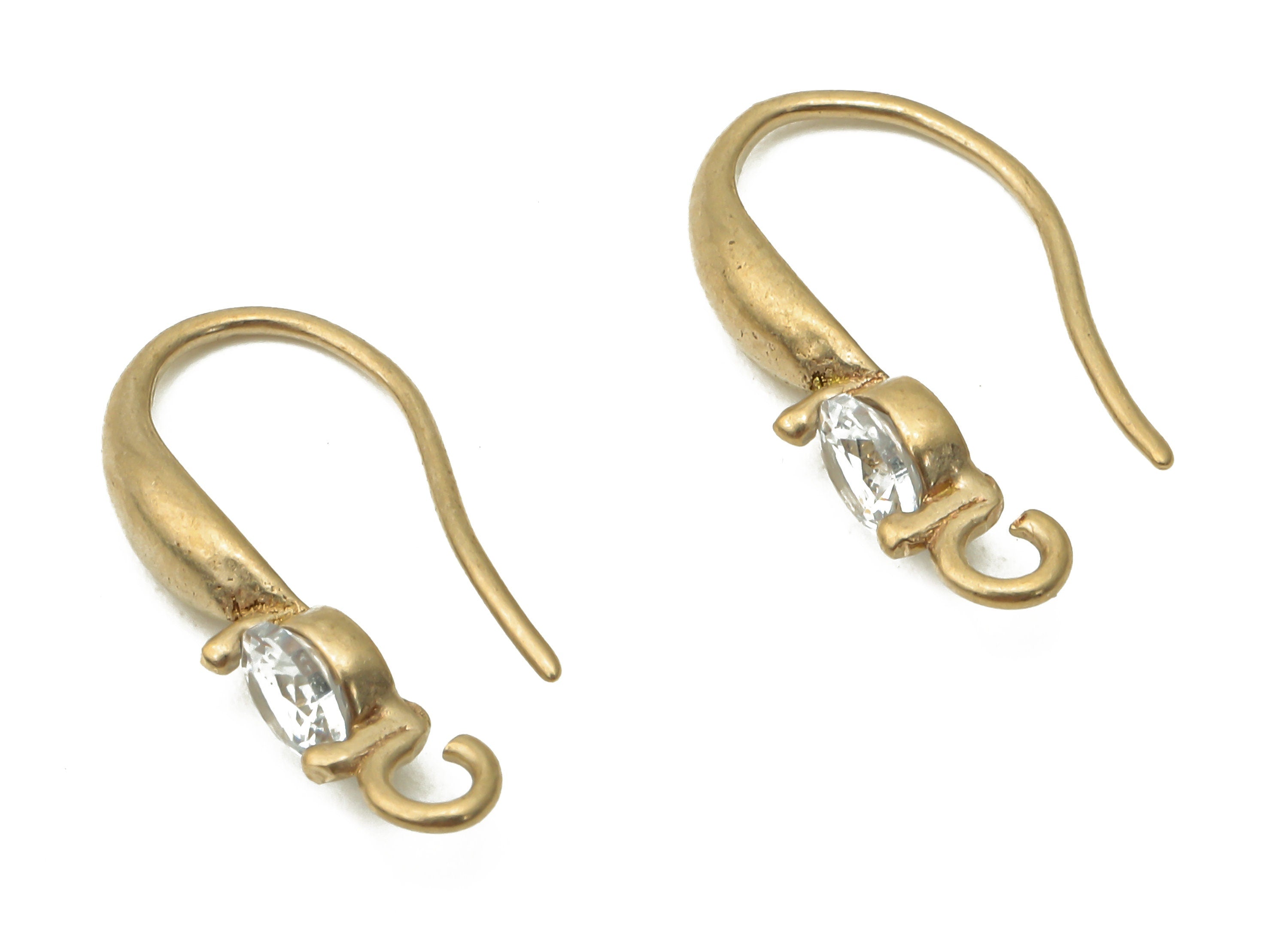 Brass Earrings Wires - Raw Brass Earrings Hooks With Zircon - Brass Earrings Findings - Brass Earrings Charms - 18.6x8.65x2.6mm - PP7801 - DOMEDBAZAAR