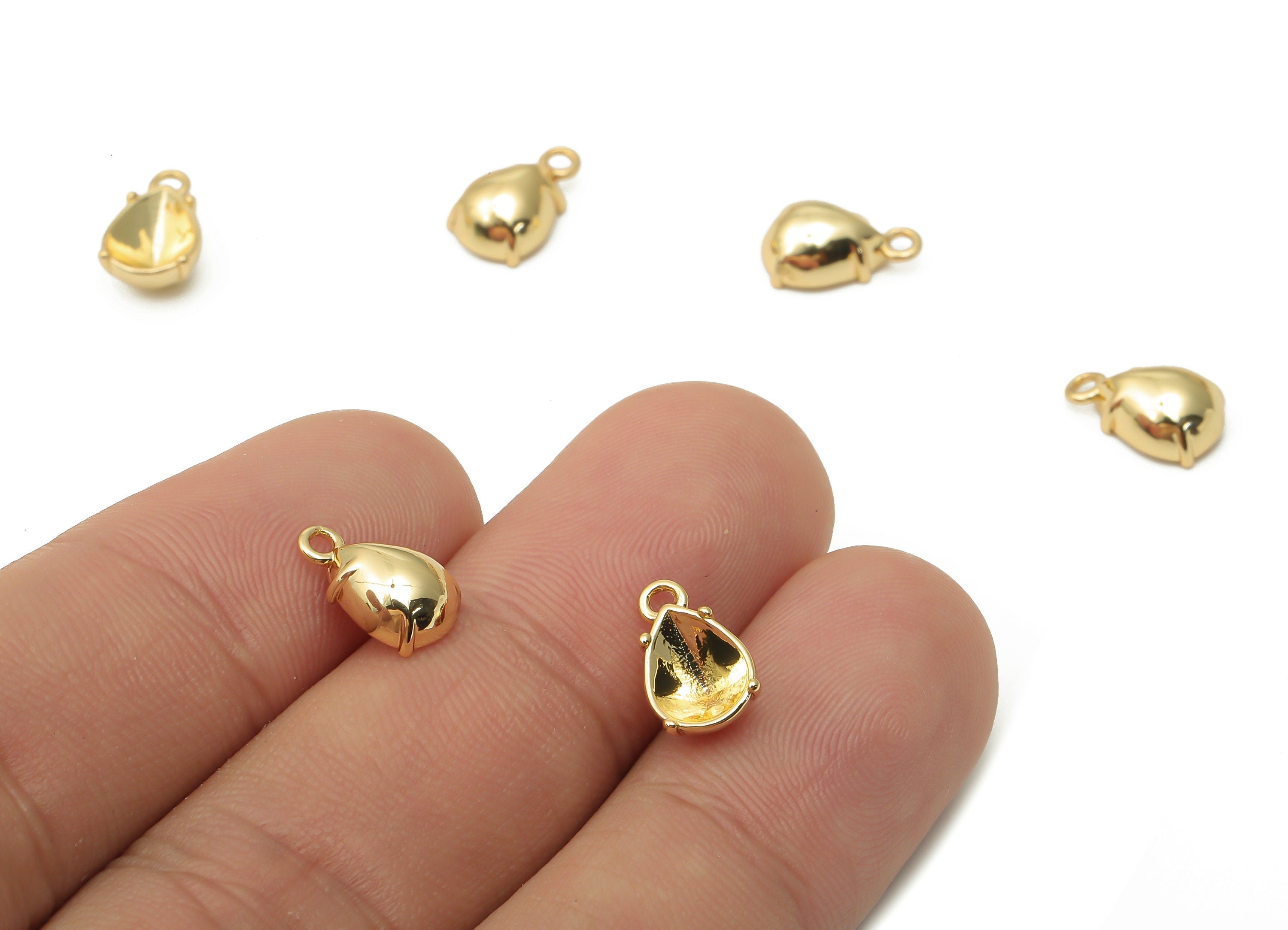 Brass Drop Earring Charms - Brass Cabachon Teardrop Earring - Brass Teardrop Pendant - Brass Teardrop Earring -10.78x 6.64x 1.26mm -RGP4894 - DOMEDBAZAAR
