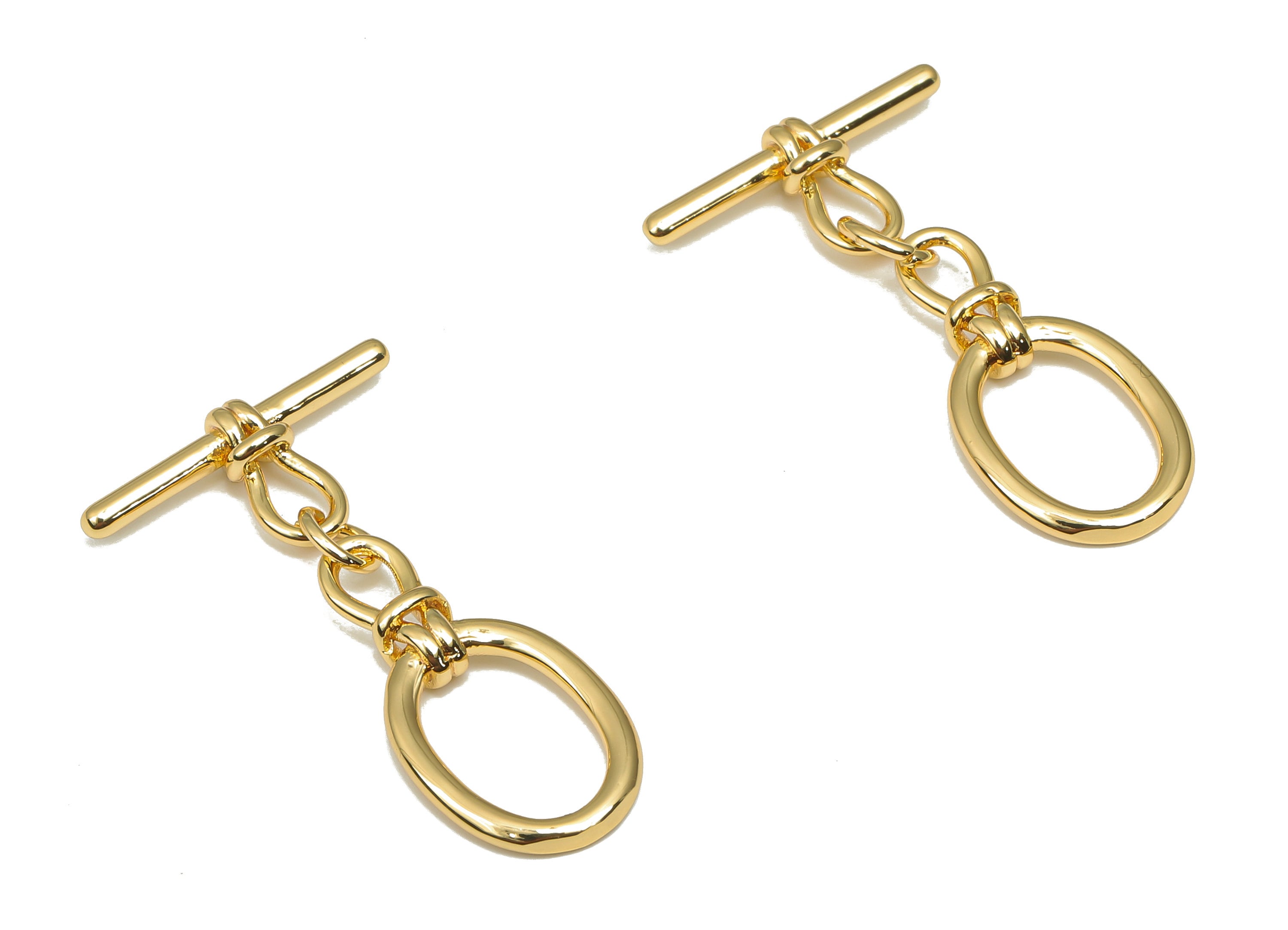 Brass Toggle Clasp - Gold Oval Toggle Clasps - Toggle Bracelet - 18K Real Gold Plated Brass - Toggle Necklace - 30.24x17.37x1.6mm - RGP4571 - DOMEDBAZAAR