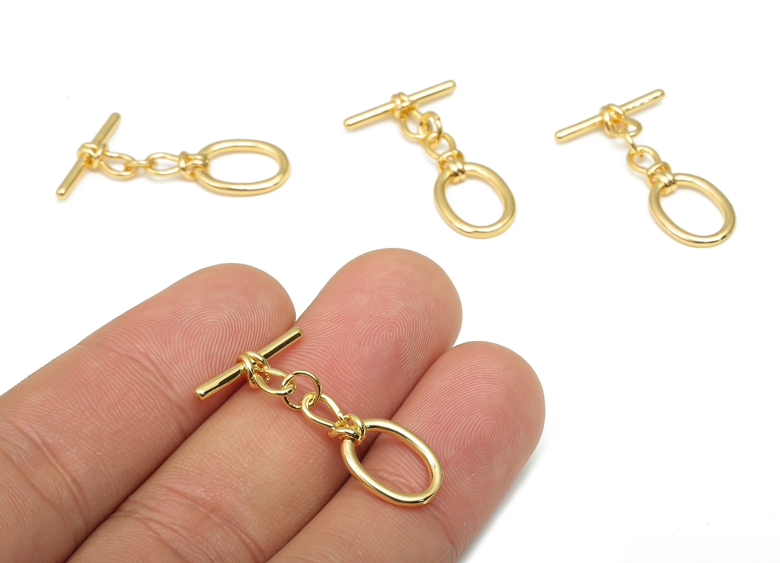 Brass Toggle Clasp - Gold Oval Toggle Clasps - Toggle Bracelet - 18K Real Gold Plated Brass - Toggle Necklace - 30.24x17.37x1.6mm - RGP4571 - DOMEDBAZAAR