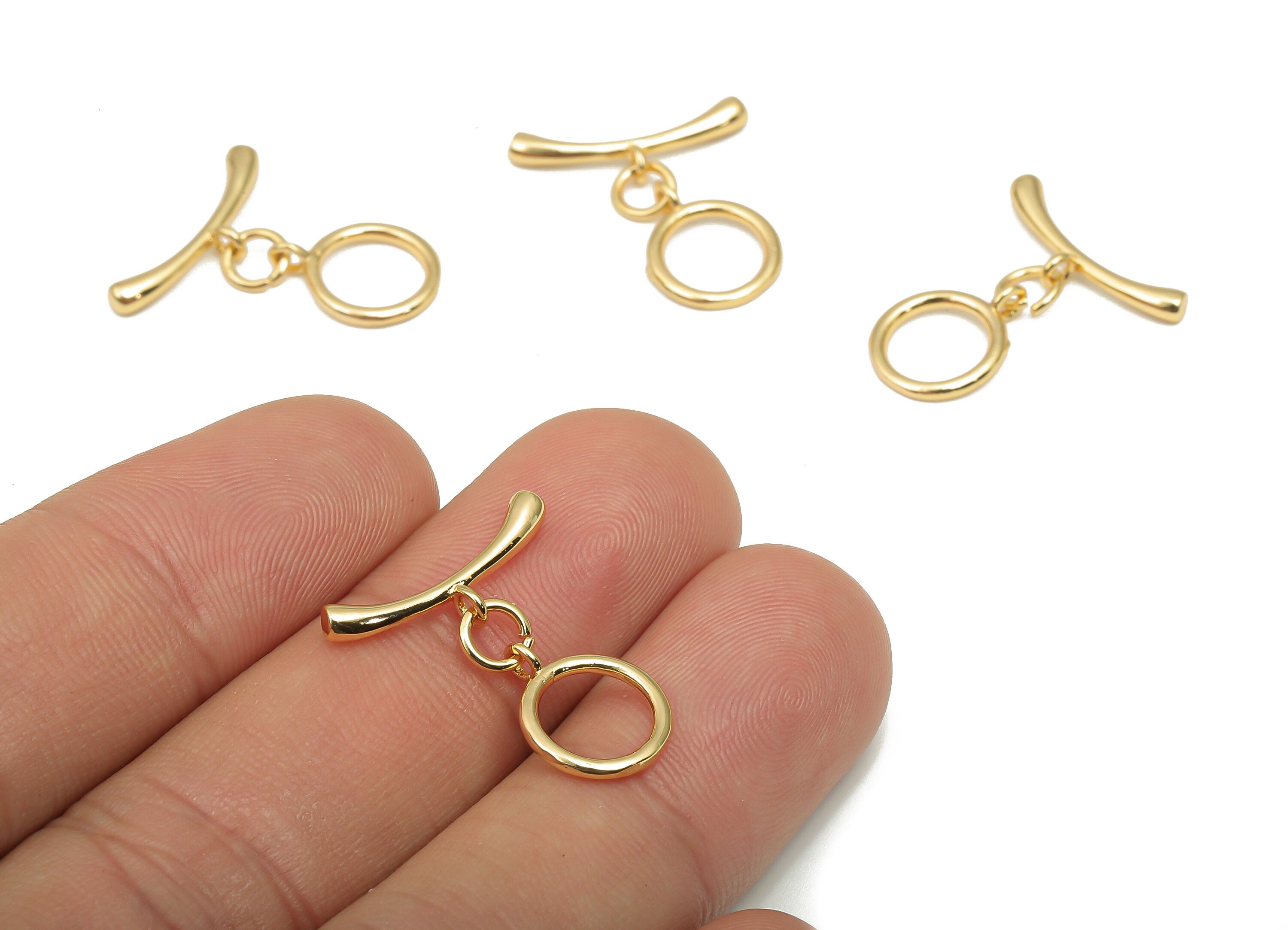 Brass Toggle Clasps - Gold Round Hoop Toggle Clasp - Toggle Necklace - 18K Real Gold Plated Brass - Bracelet Clasp - 20.4x18.5x2.3 - RGP4580 - DOMEDBAZAAR