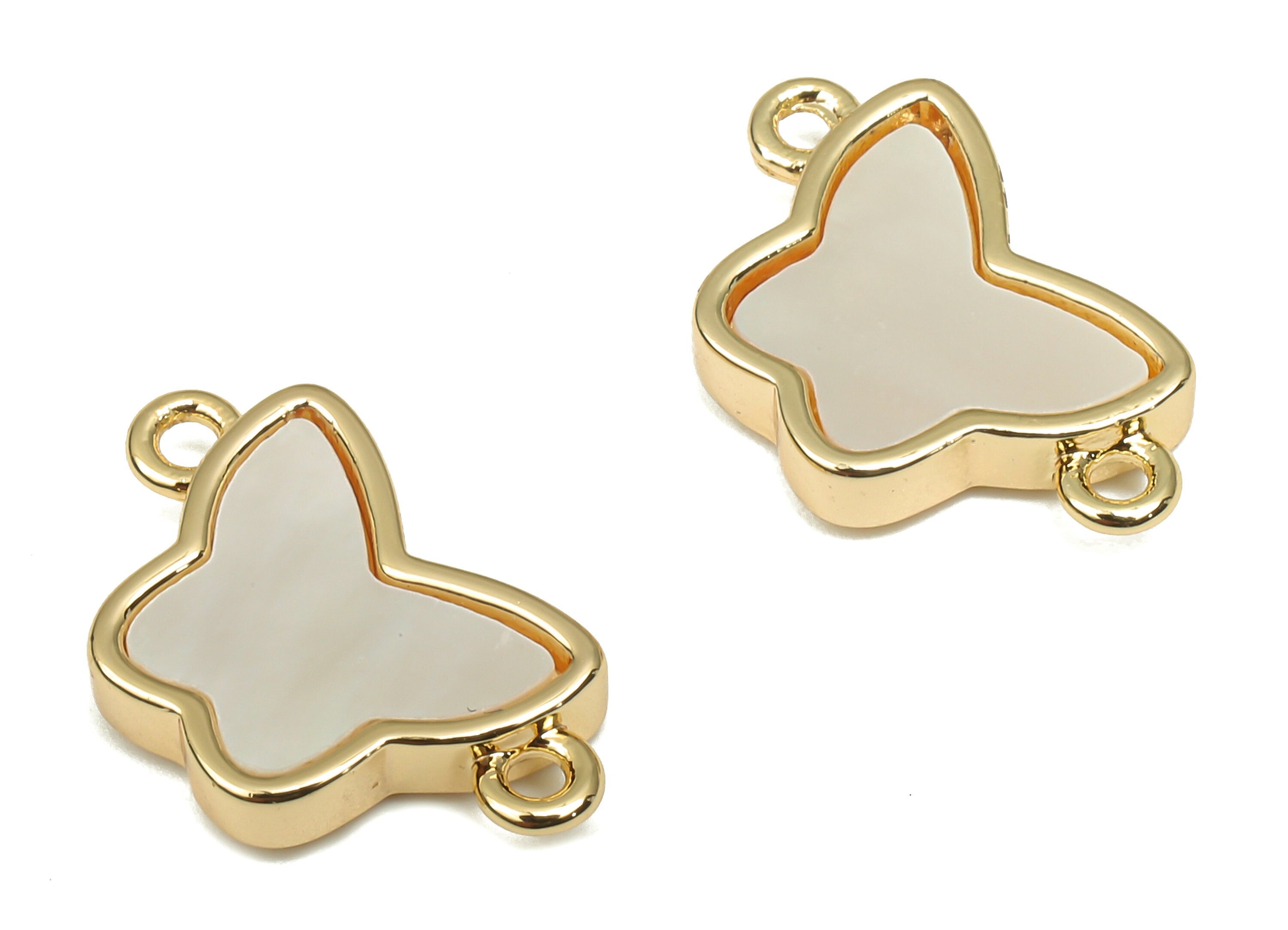 Brass Butterfly Connectors - MOP Shell Butterfly Charm for Bracelet - 18K Gold Mother of Pearl For Necklace - 16.5x9.73x2.76mm - RGP4594 - DOMEDBAZAAR