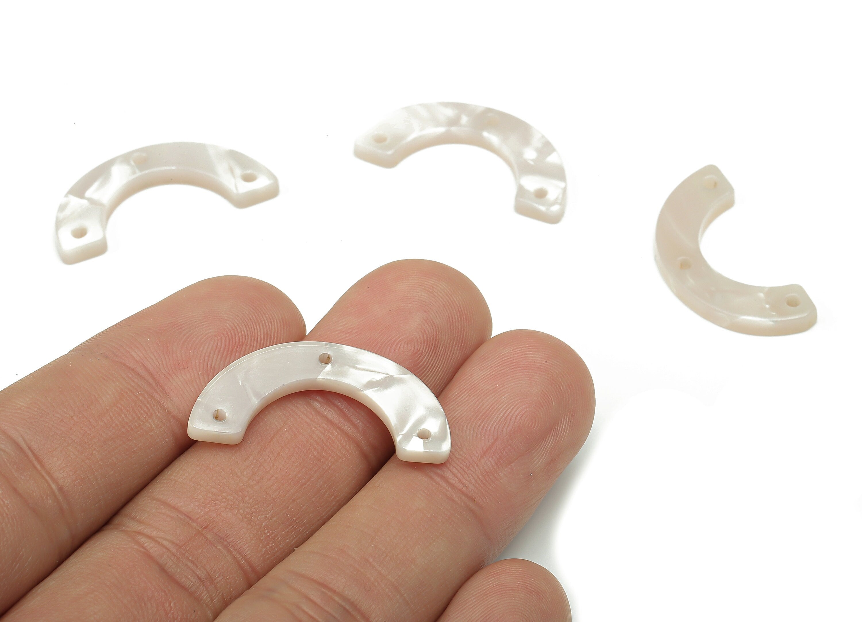 Acetate Arrow Connector - Ivory White Earrings Connector - U Shaped Charm with 3 Holes - Color Code: A828 -28.83x13.74x2.67mm- AC1355-A882 - DOMEDBAZAAR