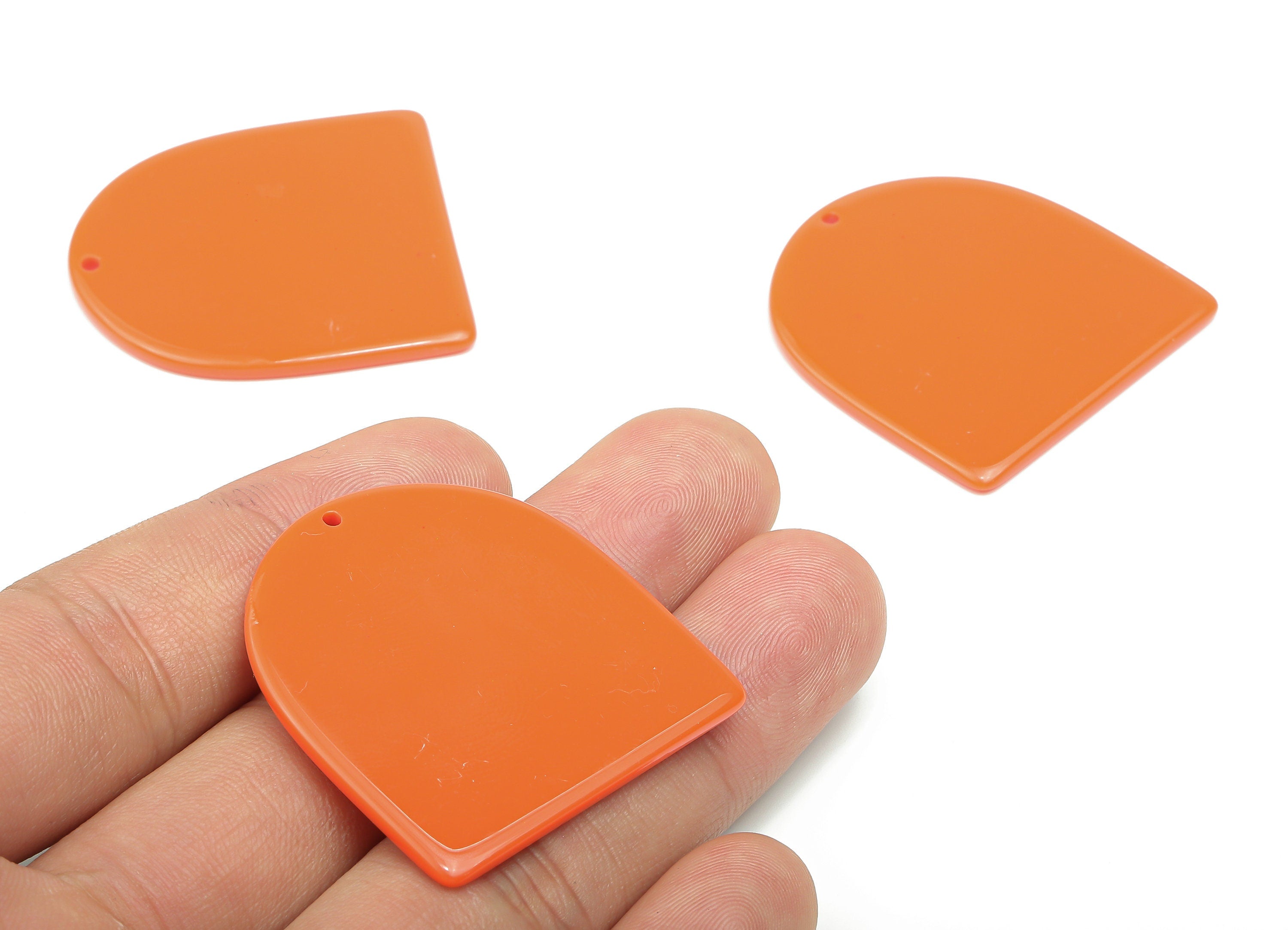 Acrylic Earring Charm - Acrylic Domed Orange Pendant Charm - Earring Finding - Color Code: A808 -37.56x35.49x2.35mm- AC2521-A808 - DOMEDBAZAAR