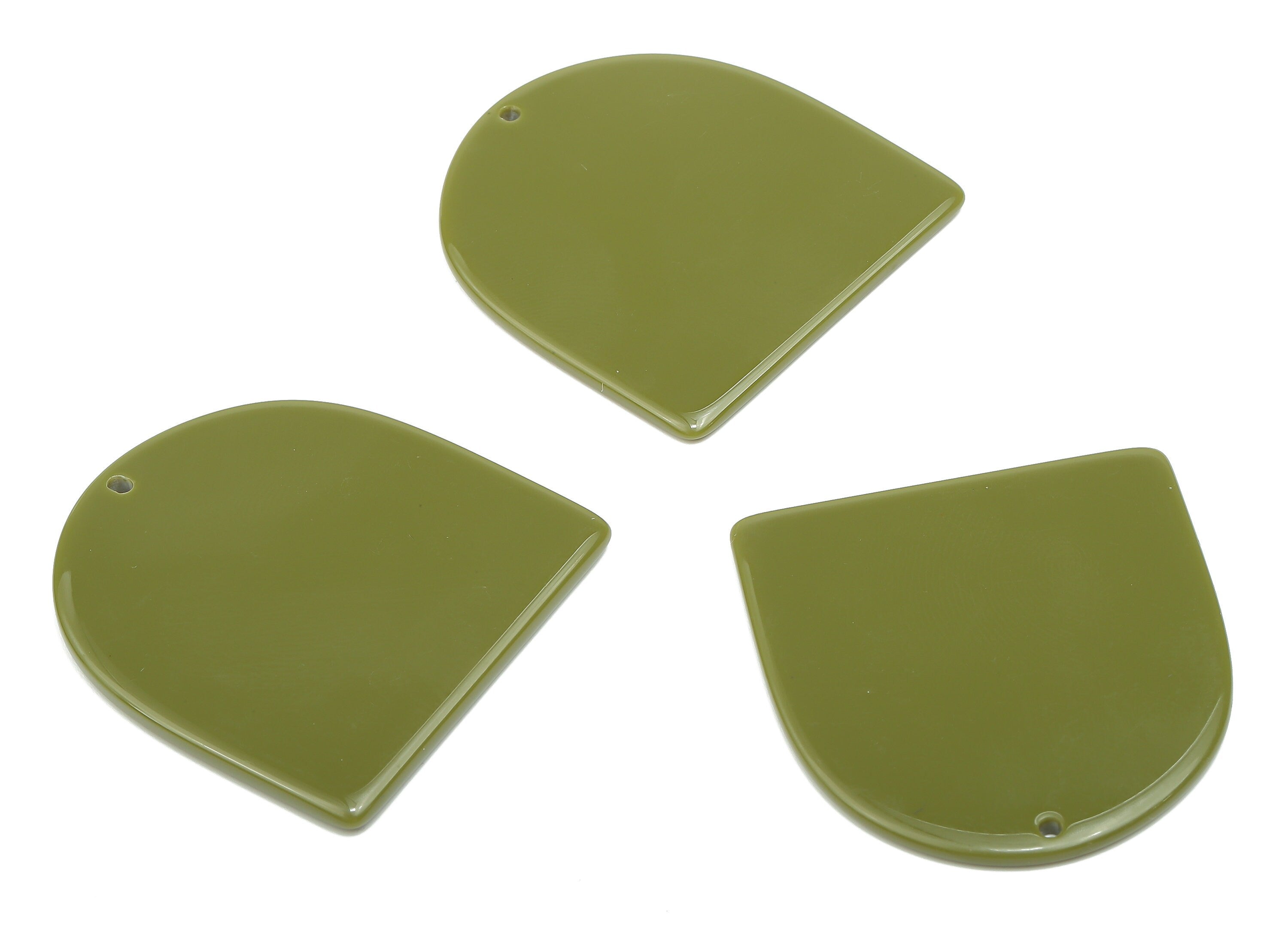 Acrylic Earring Charm - Acrylic Domed Green Pendant Charm - Earring Finding - Color Code: A810 -37.66x35.46x2.05mm- AC2521-A810 - DOMEDBAZAAR