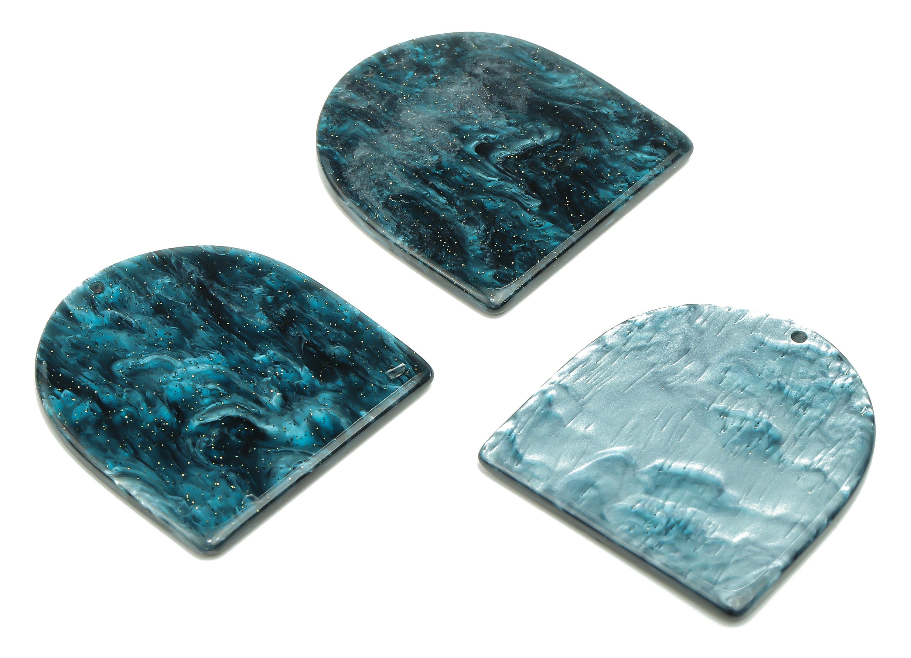 Acrylic Earring Charms - Acrylic Domed Skynight Blue Pendant Charm - Earring Findings - Color Code: A811 - 37.63x35.50x2.63mm- AC2521-A811 - DOMEDBAZAAR