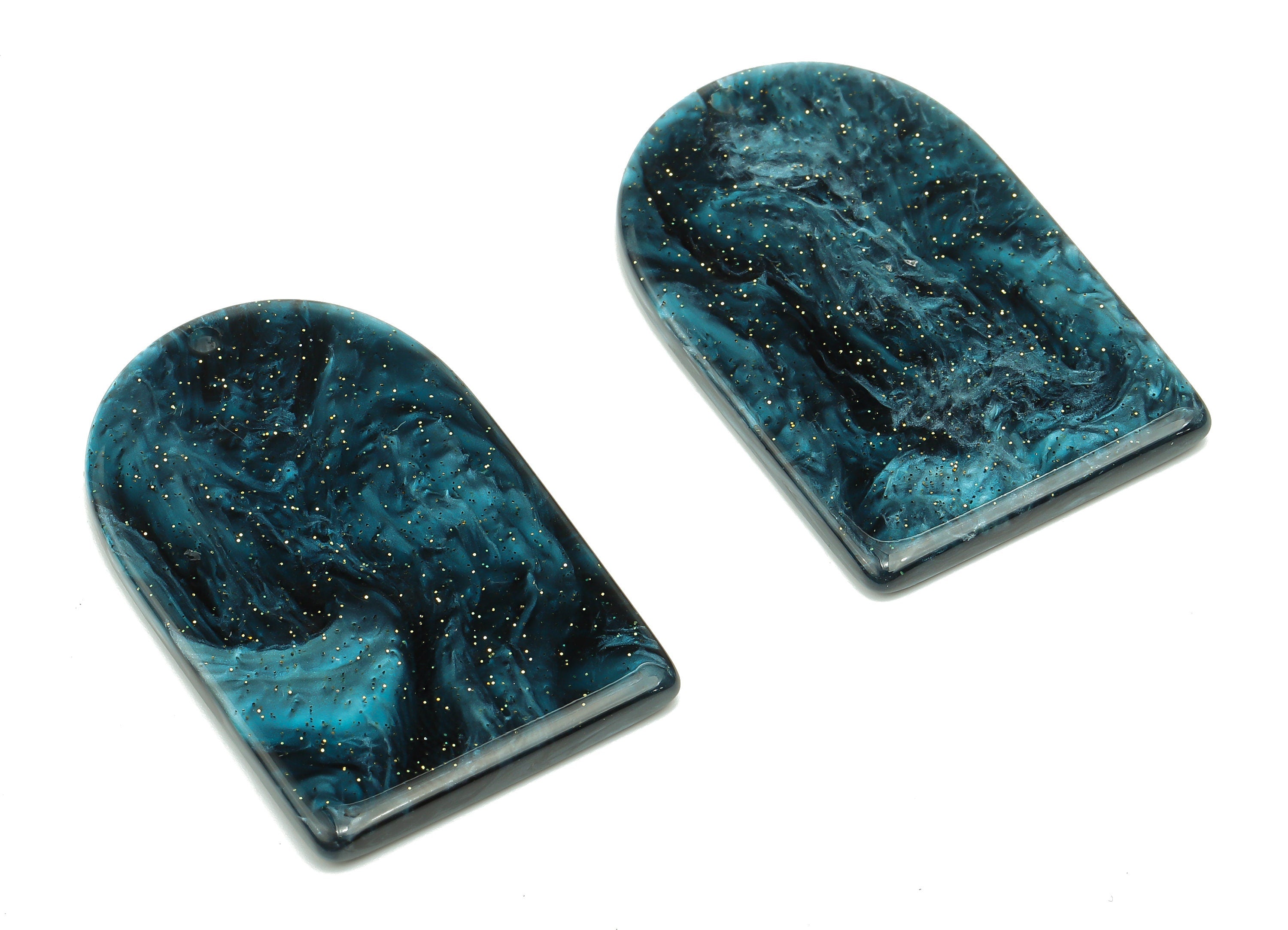 Acrylic Long D Earring Charms - Acrylic Domed Skynight Blue Pendant Charm - Color Code: A811 -37.42x23.26x2.78mm- AC2523-A811 - DOMEDBAZAAR