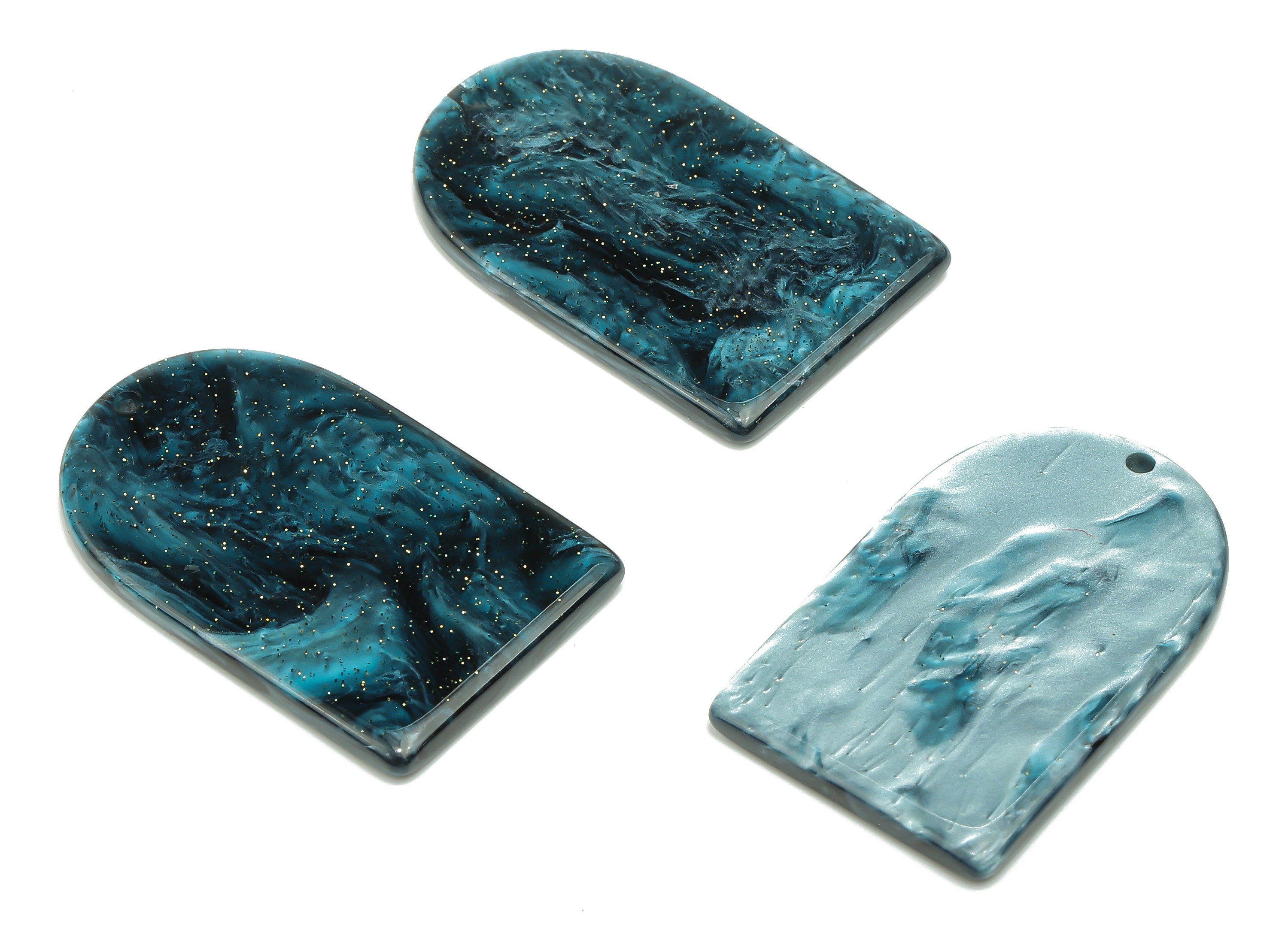 Acrylic Long D Earring Charms - Acrylic Domed Skynight Blue Pendant Charm - Color Code: A811 -37.42x23.26x2.78mm- AC2523-A811 - DOMEDBAZAAR