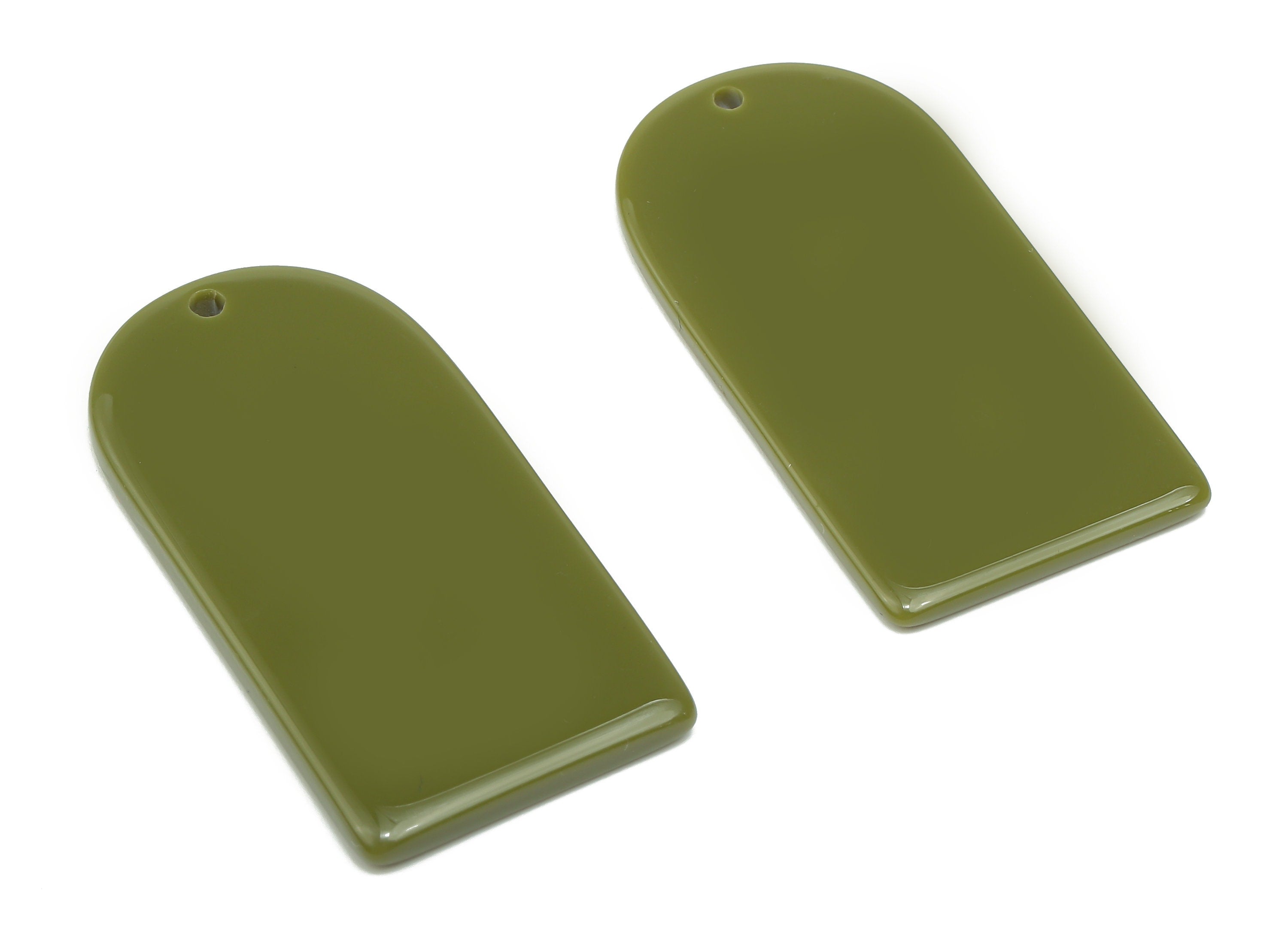 Acrylic Long D Earrings Charm - Acrylic Domed Green Pendant Charms - Color Code: A810 -37.91x19.17x2.10mm- AC2524-A810 - DOMEDBAZAAR