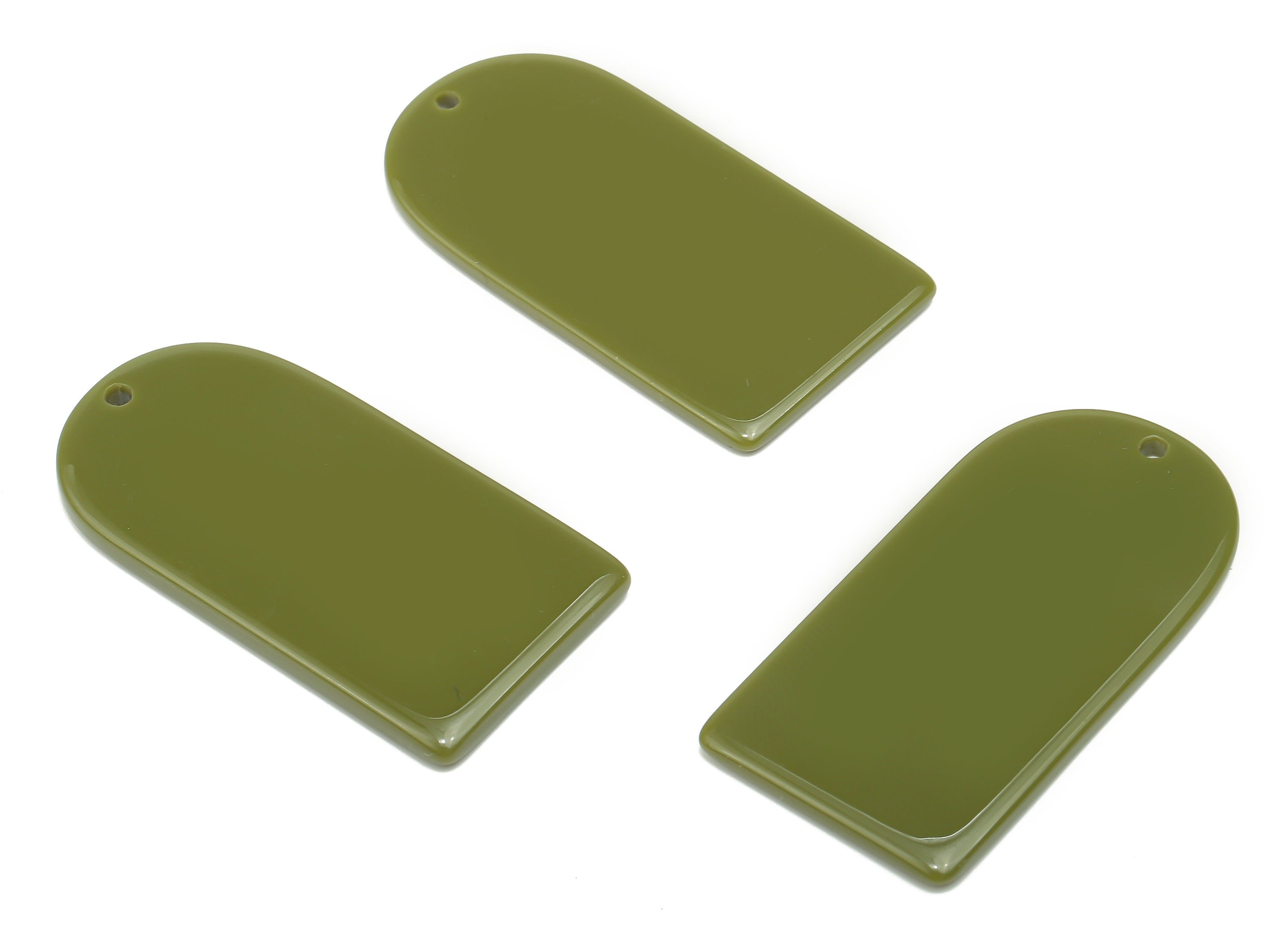 Acrylic Long D Earrings Charm - Acrylic Domed Green Pendant Charms - Color Code: A810 -37.91x19.17x2.10mm- AC2524-A810 - DOMEDBAZAAR