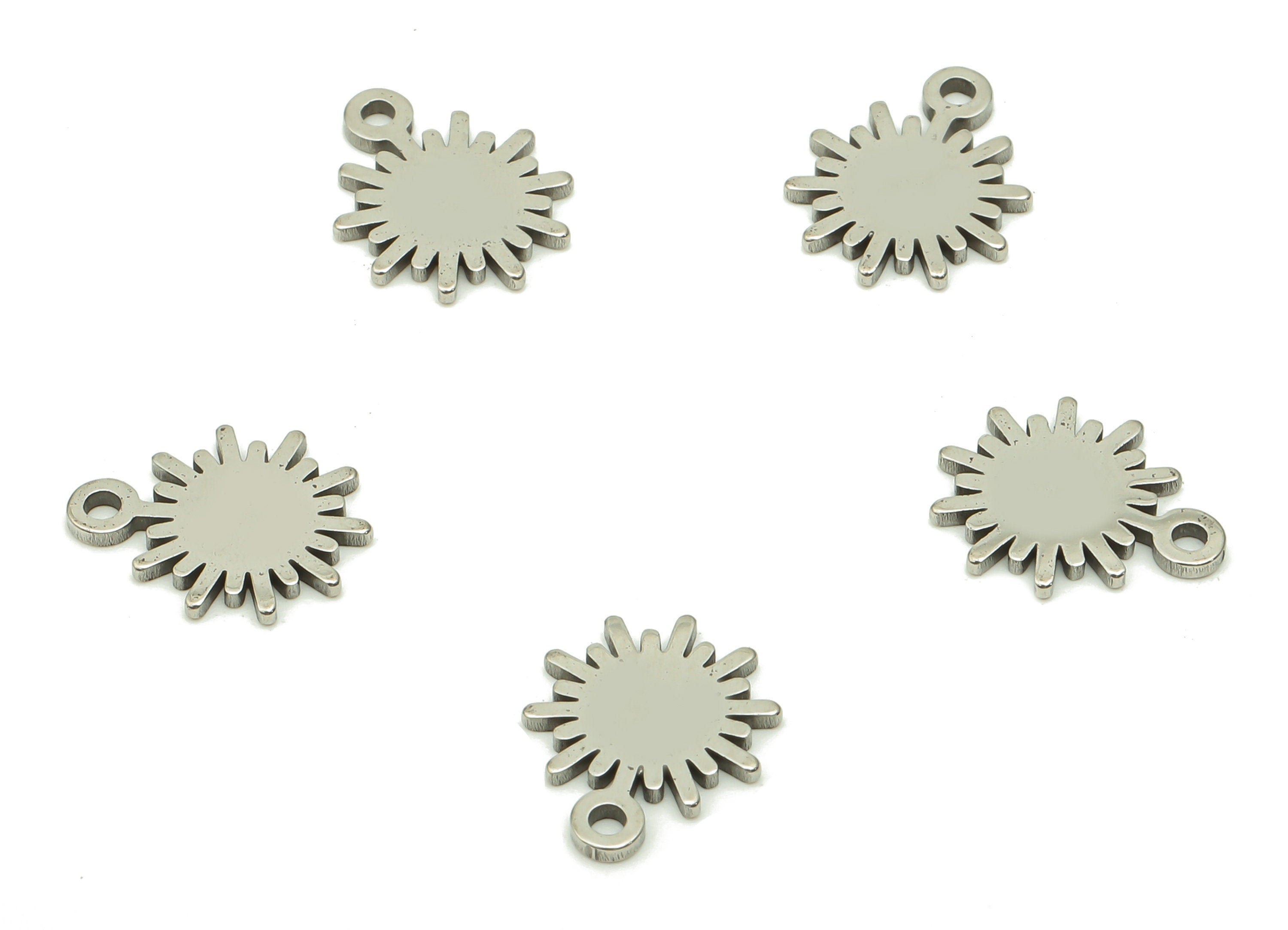 Stainless Steel Mini Sun Earring Charms - Stainless Steel Sunburst Pendant Bracelet Charm - Earring Findings -11.26x8.86x0.79mm- SS1392 - DOMEDBAZAAR