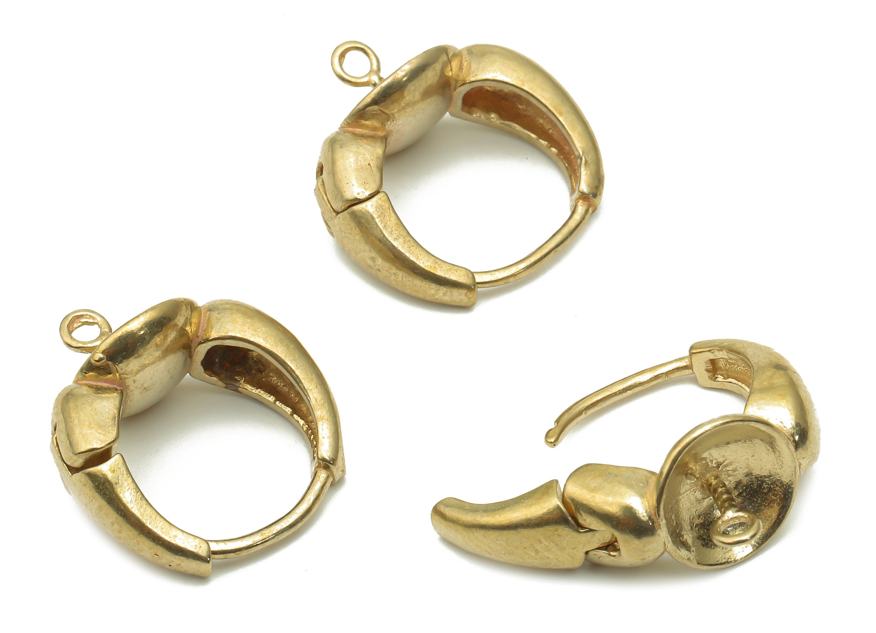 Brass Round Huggie Hoop Earring - Raw Brass Huggie Hoop - Raw Brass Hoop With Loop Earrings - 17.82x15.88x2.65mm - PP7611 - DOMEDBAZAAR