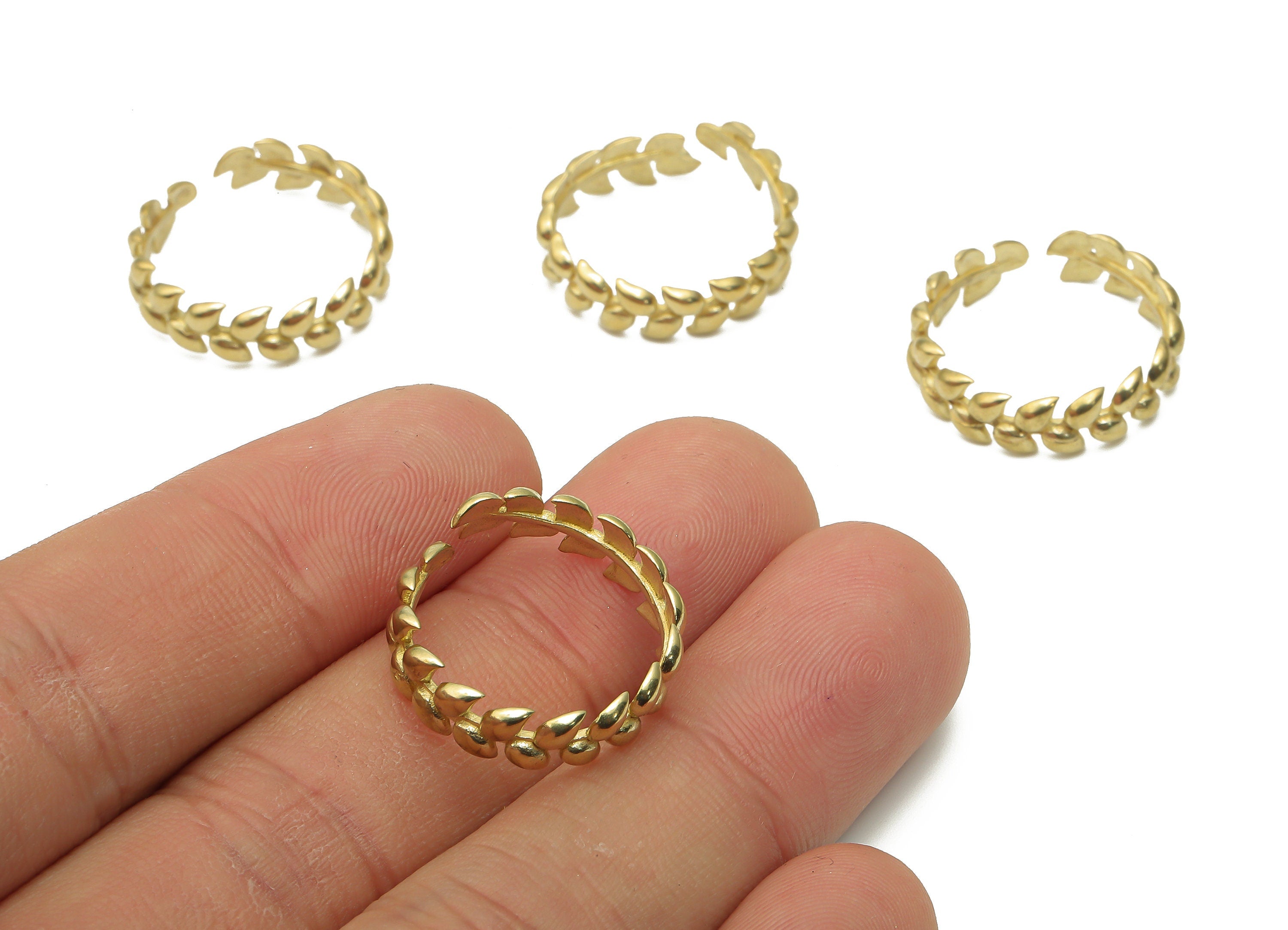 Branch Ring For Women - Raw Brass Leaves Open Ring - Brass Drop Open Ring - Brass Ring with Leaves - 20.93x15.17x5.43mm - PP7644 - DOMEDBAZAAR