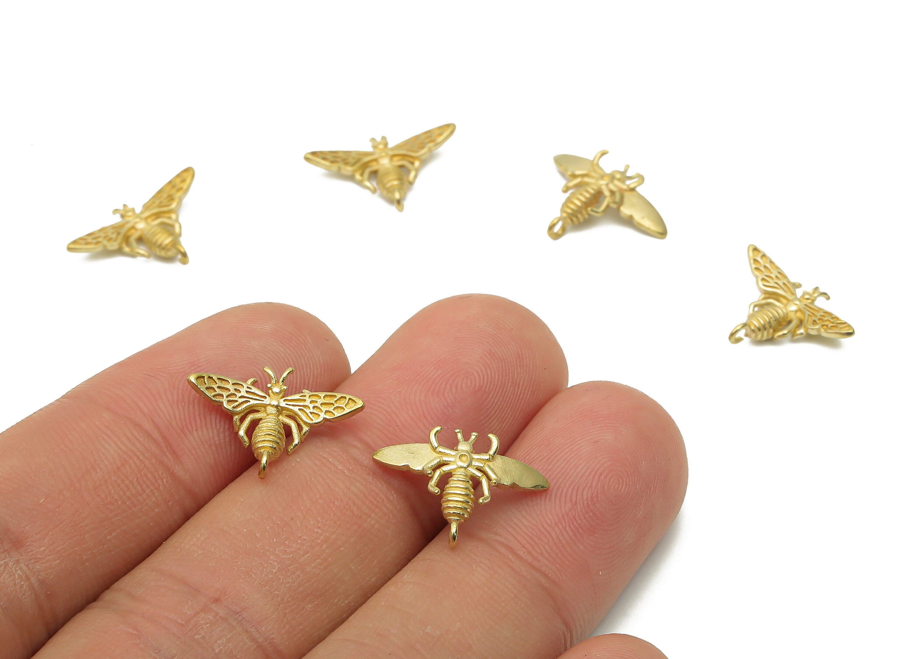 Brass Insect Pendant - Raw Brass Bee Necklace - Brass Fly Pendant - Brass Insect Necklace - Raw Brass Pendant - 16.43x12.2x2.1mm - PP7695 - DOMEDBAZAAR