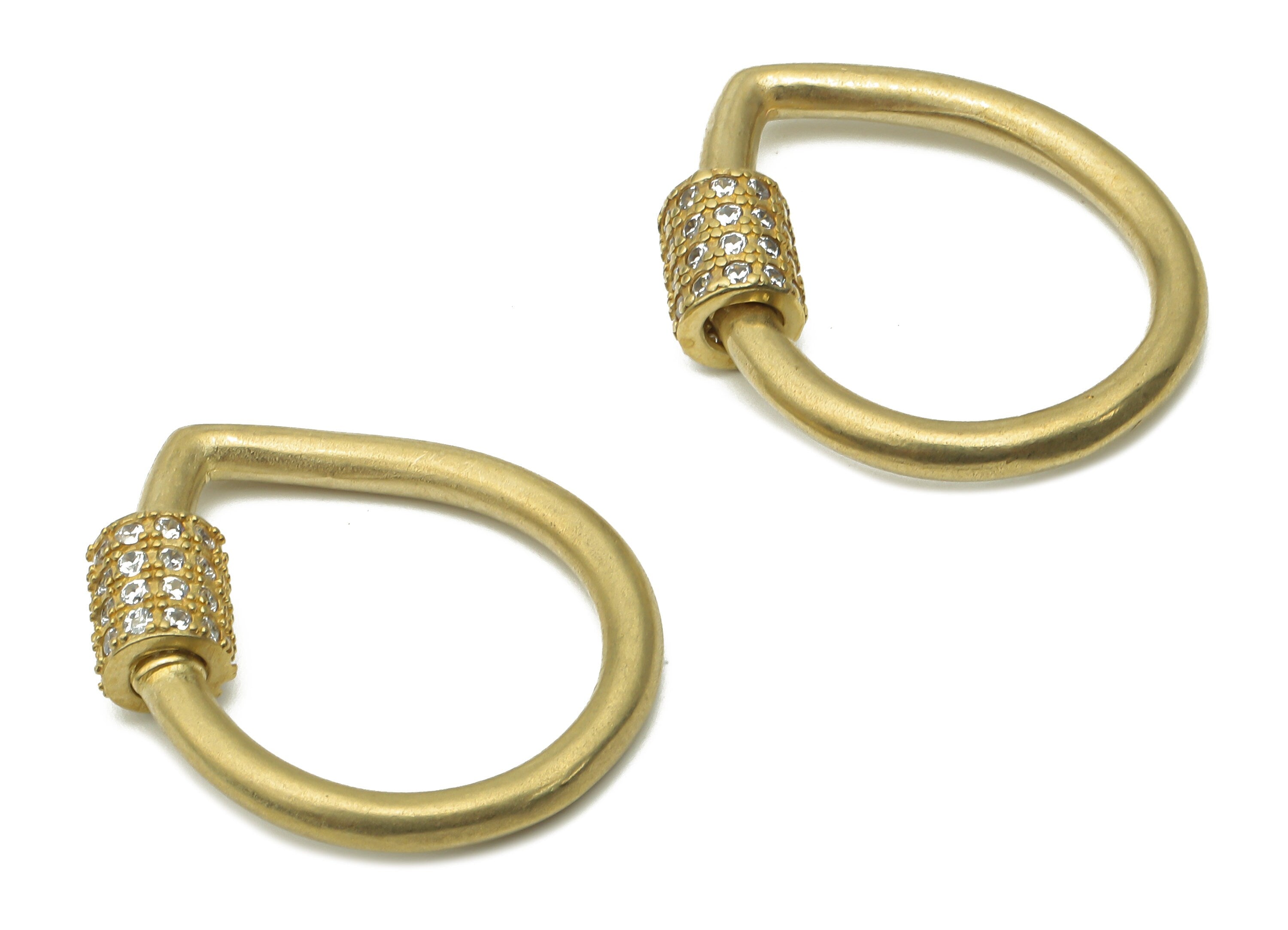 Brass Drop Clasp Earrings - Raw Brass Turnbuckle Lock Earrings - Brass Carabiner - Brass Screw Clasp - 24.56x22.29x2.37mm - PP7703 - DOMEDBAZAAR