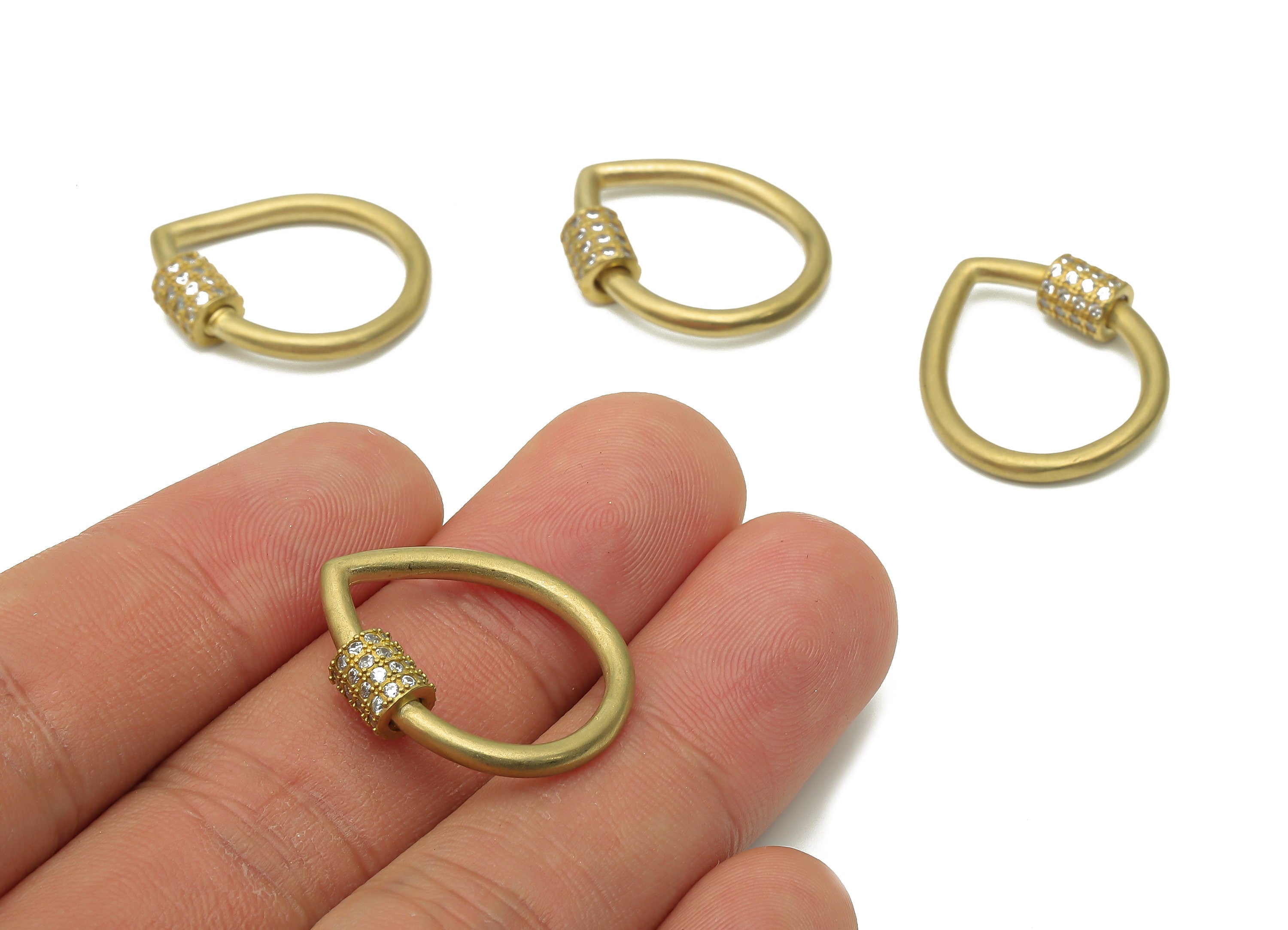 Brass Drop Clasp Earrings - Raw Brass Turnbuckle Lock Earrings - Brass Carabiner - Brass Screw Clasp - 24.56x22.29x2.37mm - PP7703 - DOMEDBAZAAR