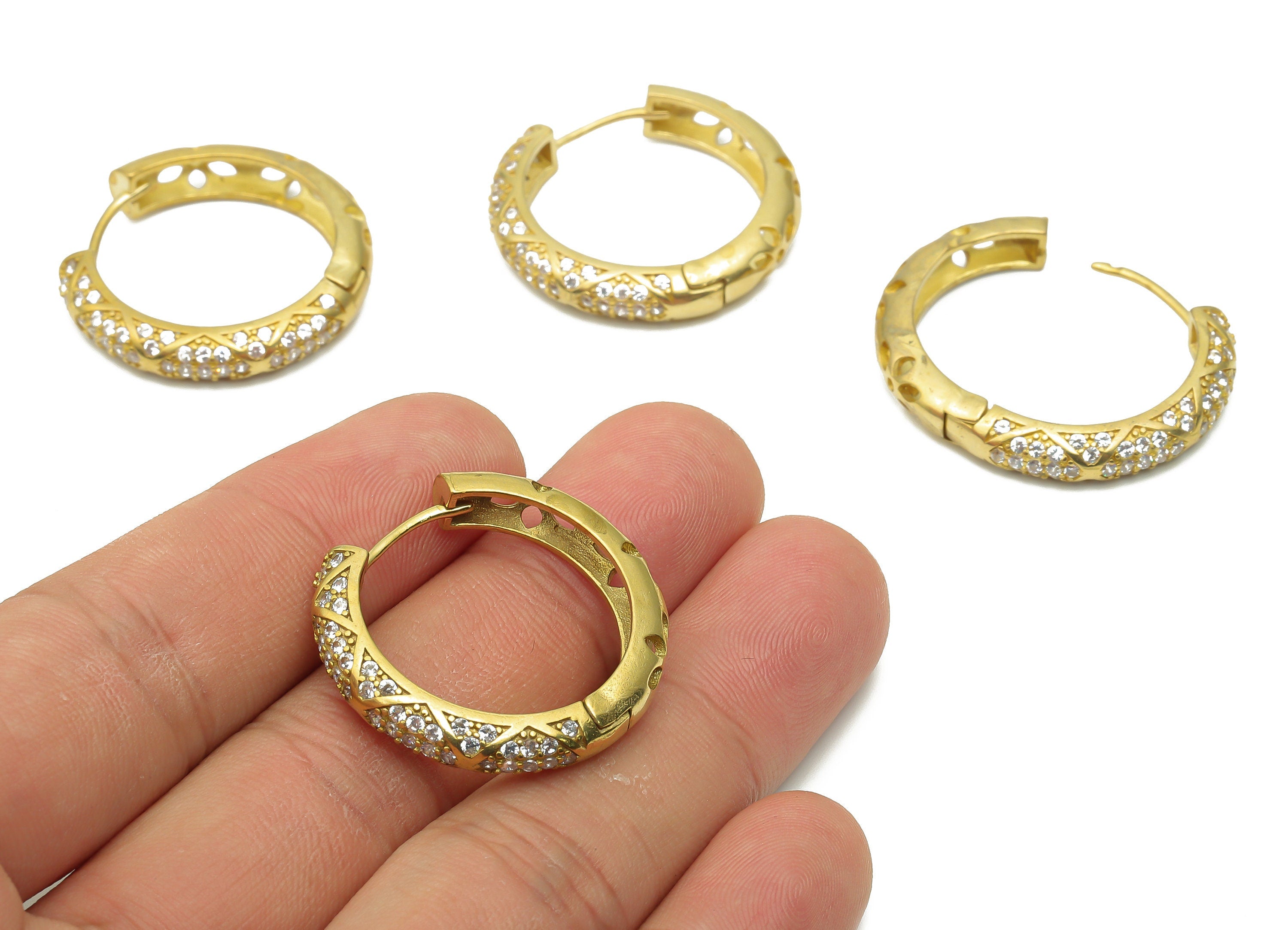 Brass Textured Huggie Hoop Earring- Raw Brass Circle Huggie Hoops - Brass Huggie Hoops - Brass Earrings Stud - 29.3x29.3x3.5mm - PP7719 - DOMEDBAZAAR