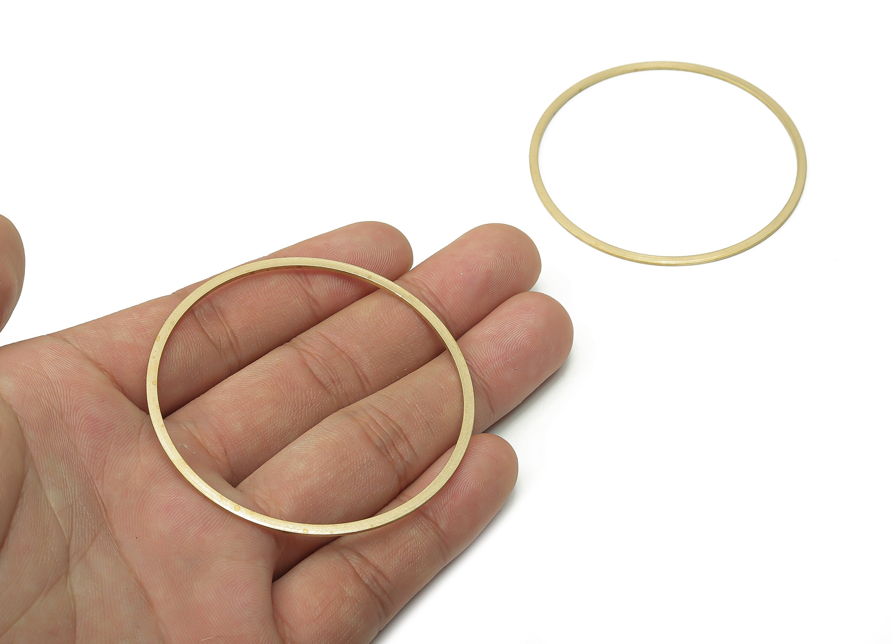 Brass Circle Earrings Connector - Raw Brass Round Pendant - Closed Loop Ring Charms - Earring Hoop Link - 60x2x1mm - PP4139-60 - DOMEDBAZAAR