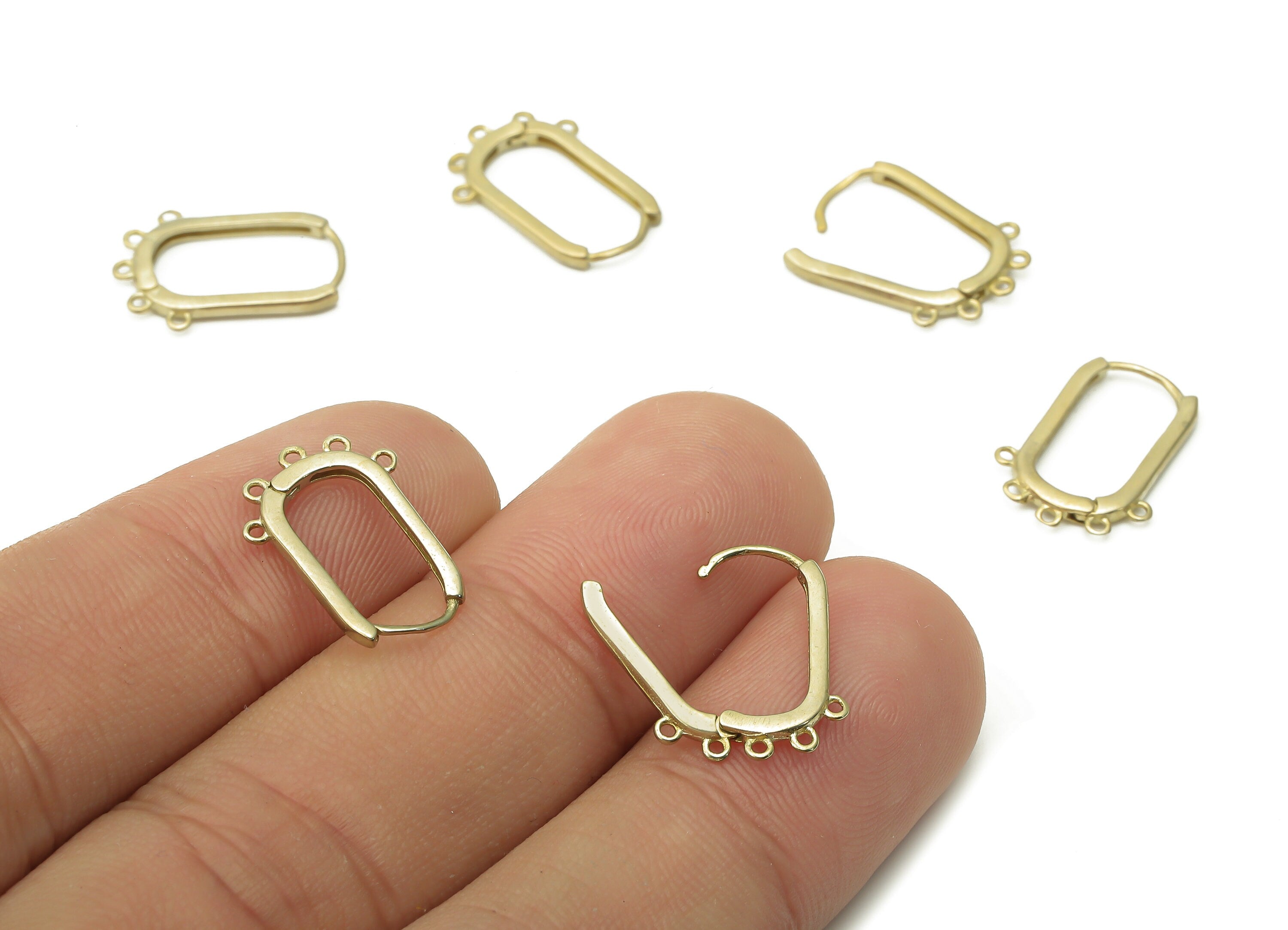 Brass Oval Earrings Clasps - Raw Brass Huggie Hoop Earring Connectors - 5 Loops - Brass Connector - Brass Clasp - 16.12x11.26x1.6mm - PP7612 - DOMEDBAZAAR