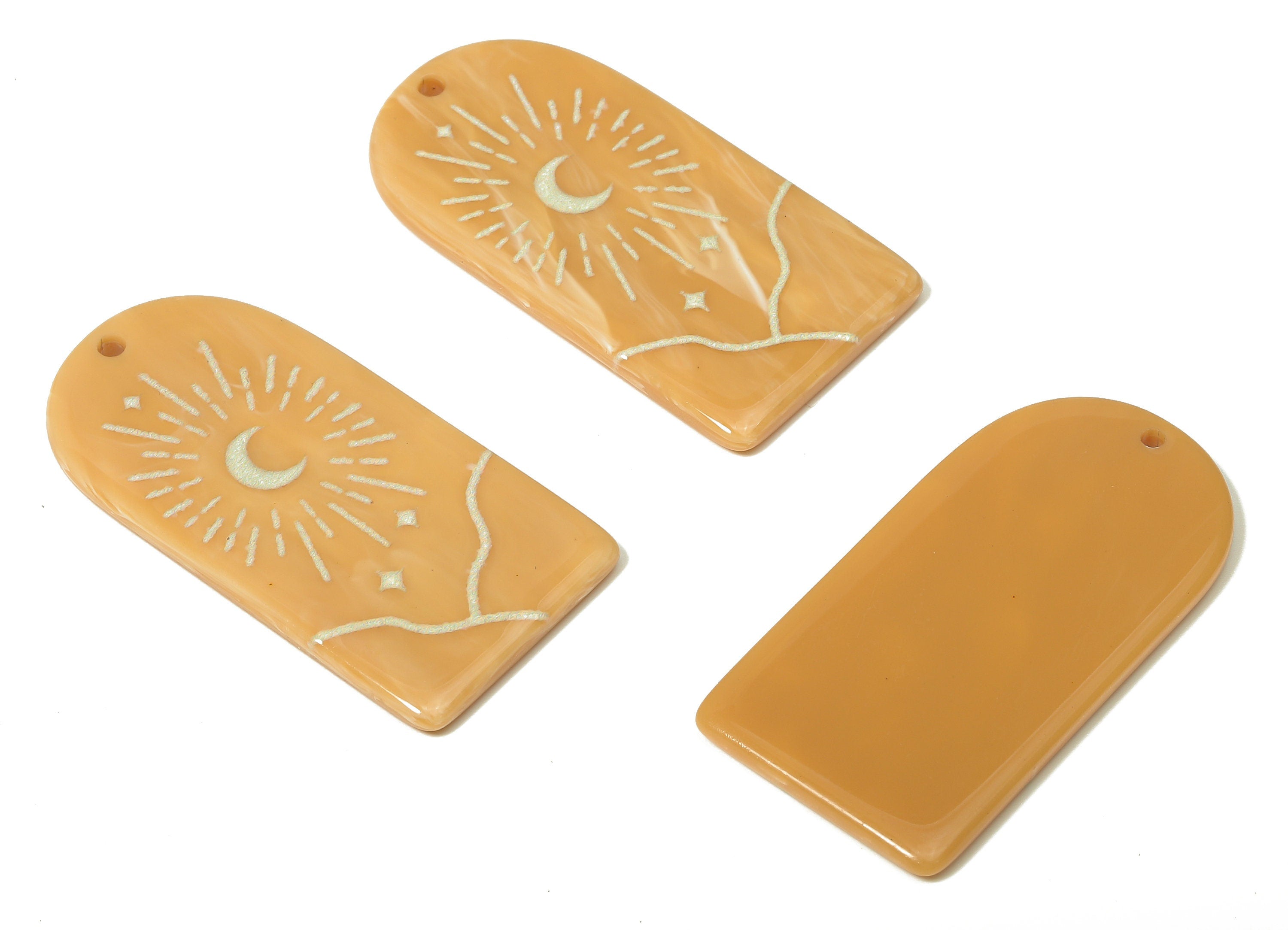 Acrylic Domed Planet Moon Earring Charms - Acrylic D Sun Mountain Crescent Pendant - Color Code: A809 - 37.8x19.35x2.66mm - AC2406-A809 - DOMEDBAZAAR