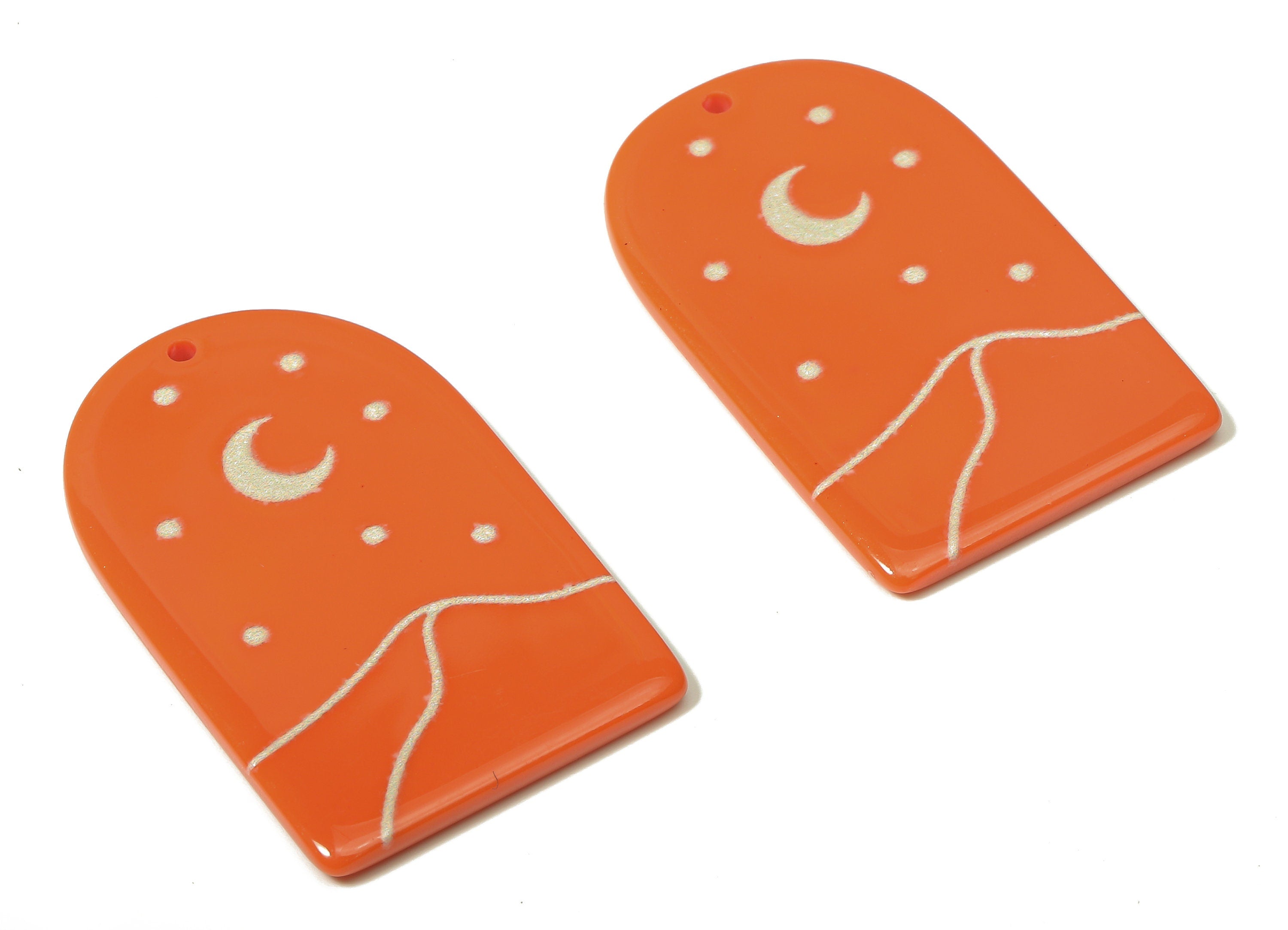 Acrylic Domed Crescent Charms - Acrylic D Mountain Star Pendant - Jewelry Supplies - Color Code: A808 - 37.71x23.28x2.24mm - AC2410-A808 - DOMEDBAZAAR