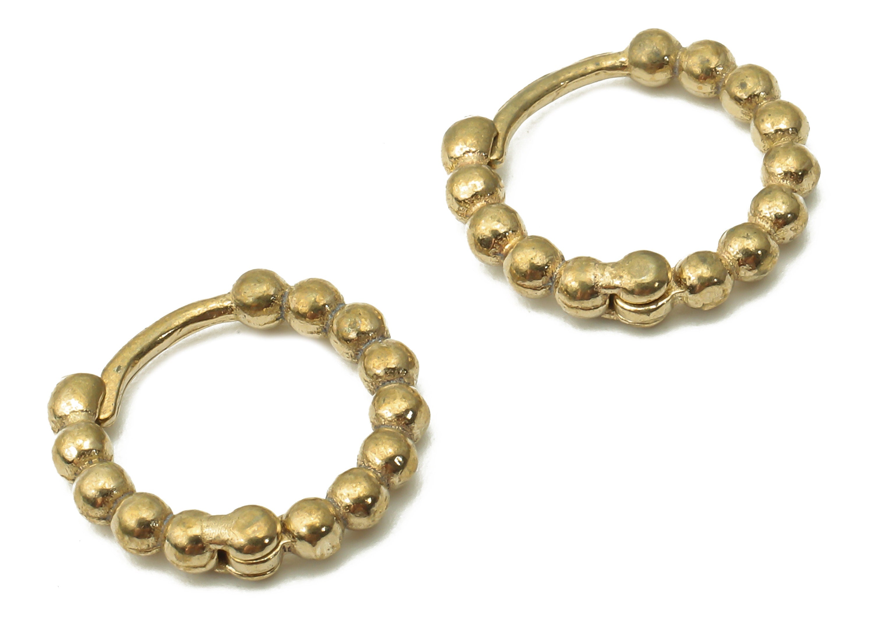 Brass Round Ball One Touch Earrings - Raw Brass Circle Ball One Touch Hoop Earring Clasps - Brass Huggie Clasps - 13.8x13.82x2.48mm - PP7685 - DOMEDBAZAAR