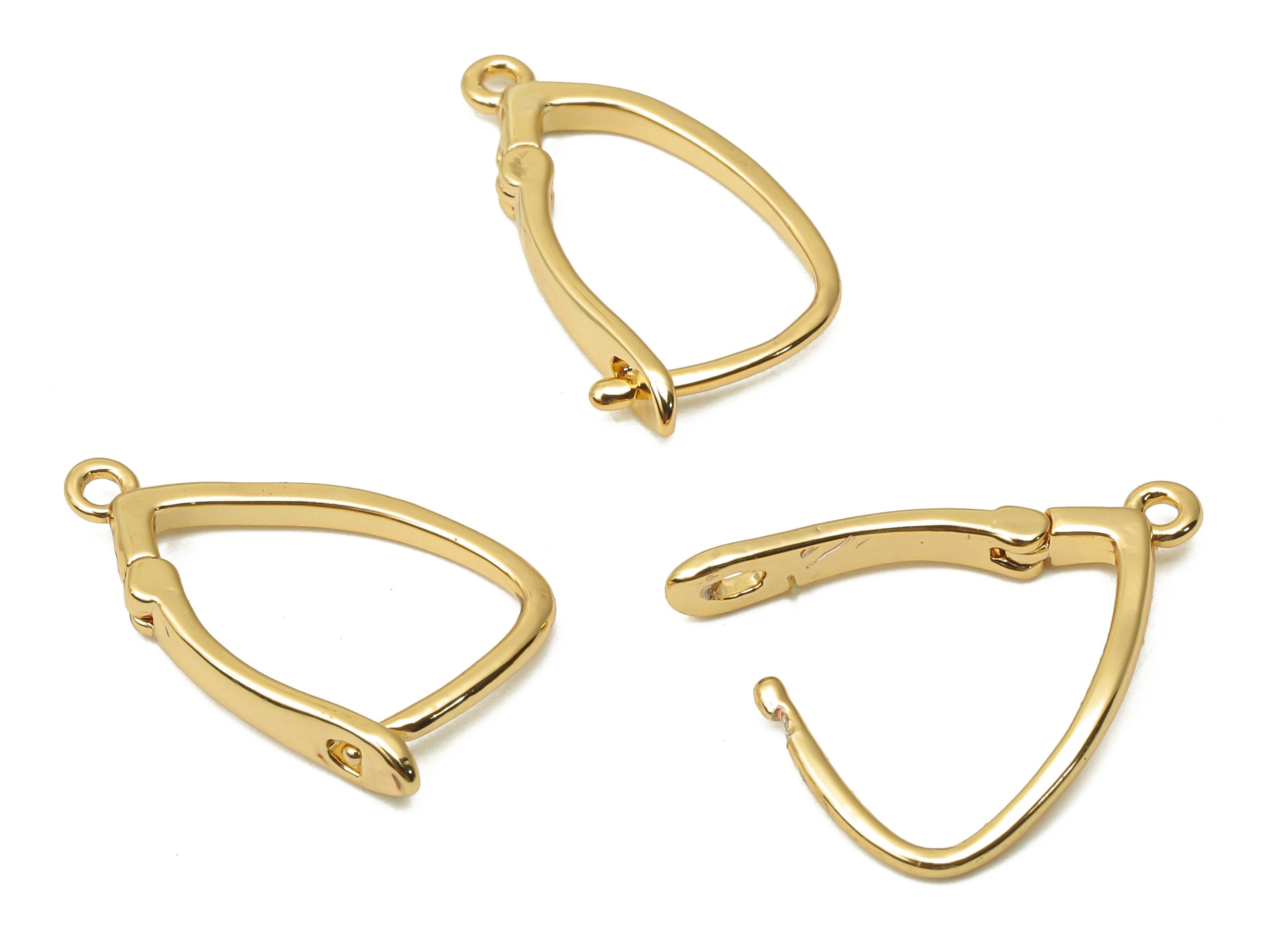 Brass Earrings Hoop With Loop - Brass Drop Earrings Clasps - 18K Real Gold Plated Brass Clasps - 17.52X9.32X0.76mm - RGP4796 - DOMEDBAZAAR