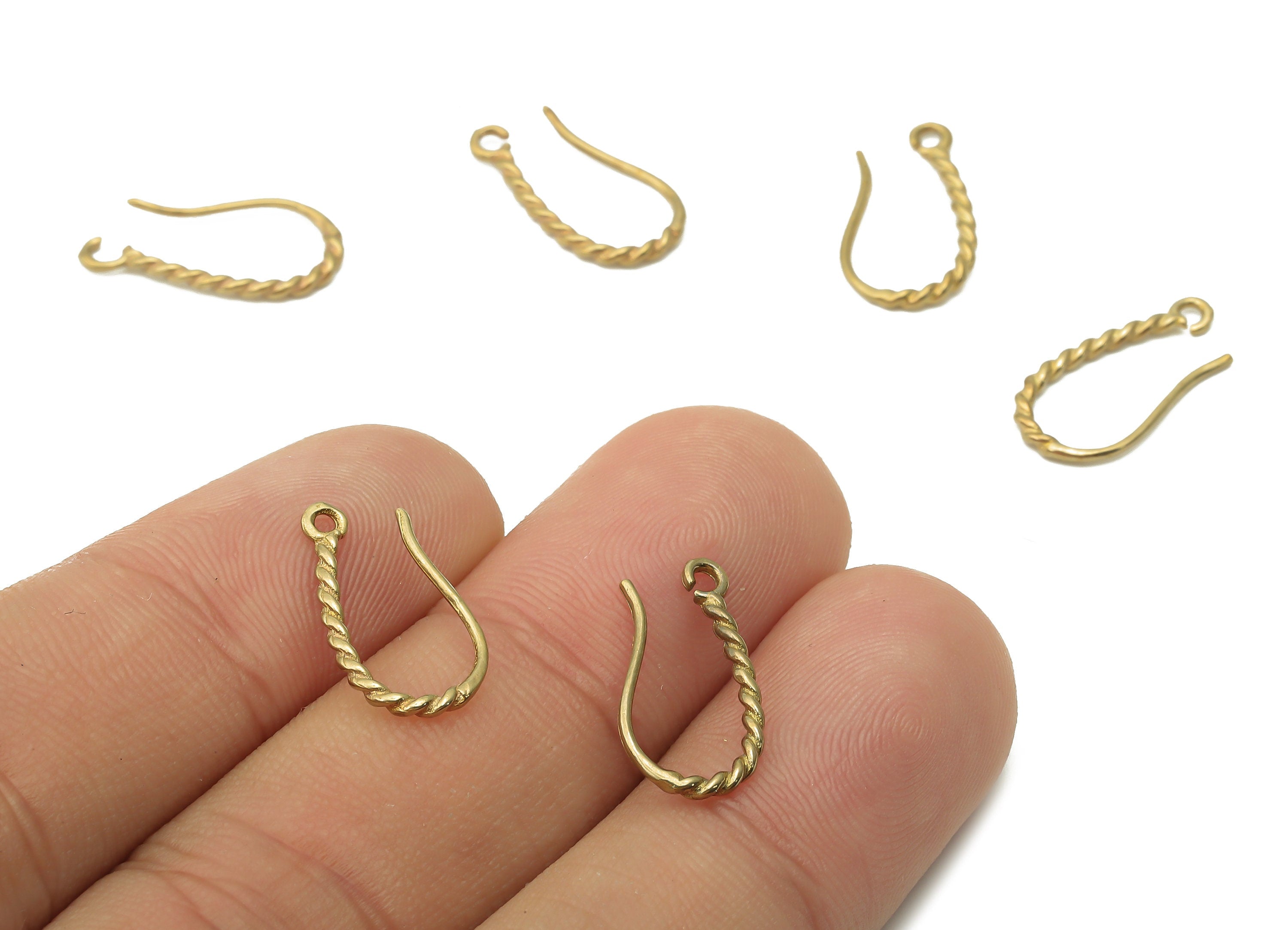 Brass Earrings Hooks - Raw Brass Twisted Earrings Wires - Brass Curved Earring Hooks - Twisted Brass Ear Wire -17.15x8.78x1.36mm- PP7773 - DOMEDBAZAAR