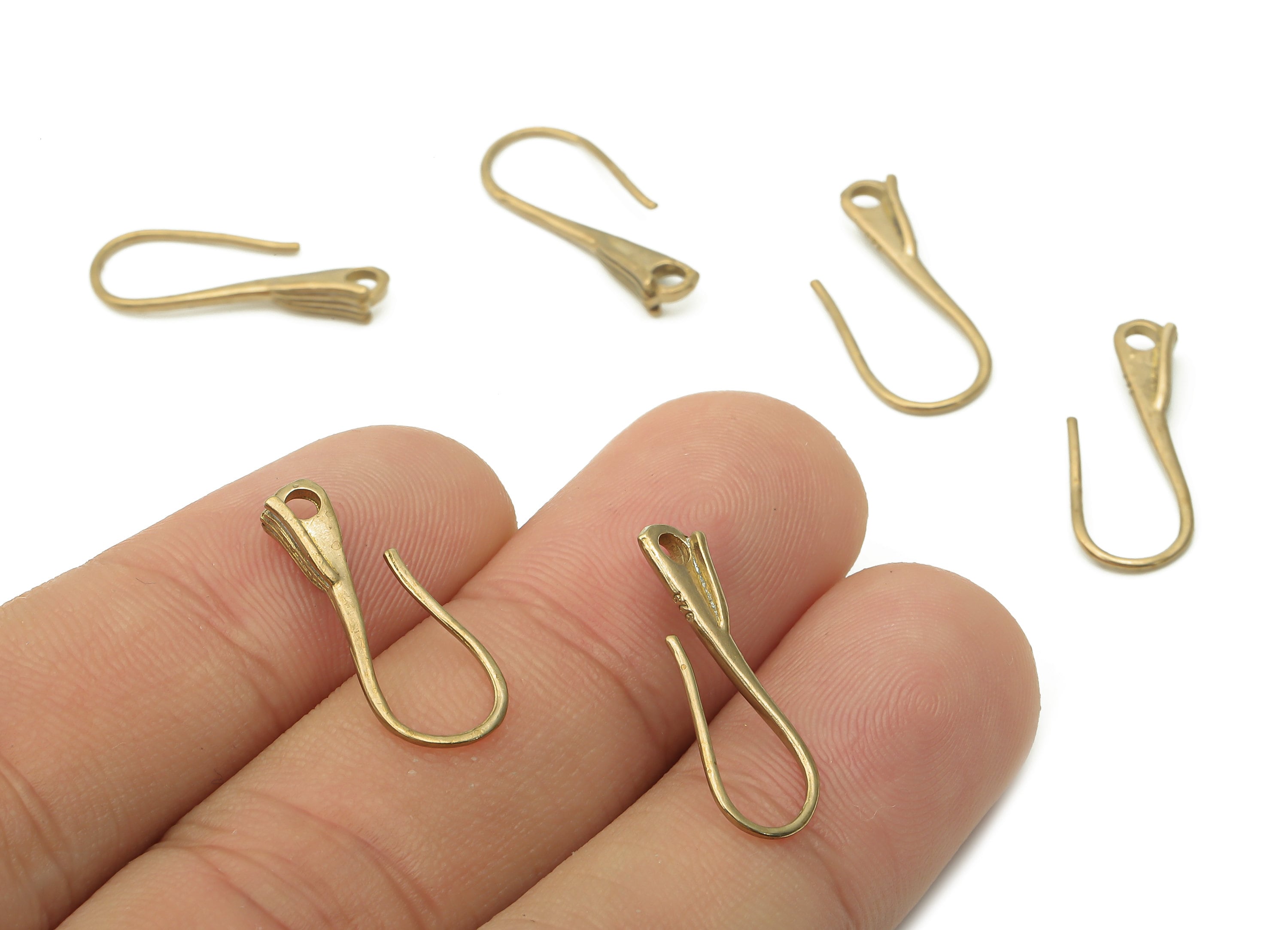Brass Earrings Wires - Raw Brass Earring With Hooks - Earrings Findings - Brass Earring Hooks - 21.48x9.45x2.83mm - PP7774 - DOMEDBAZAAR