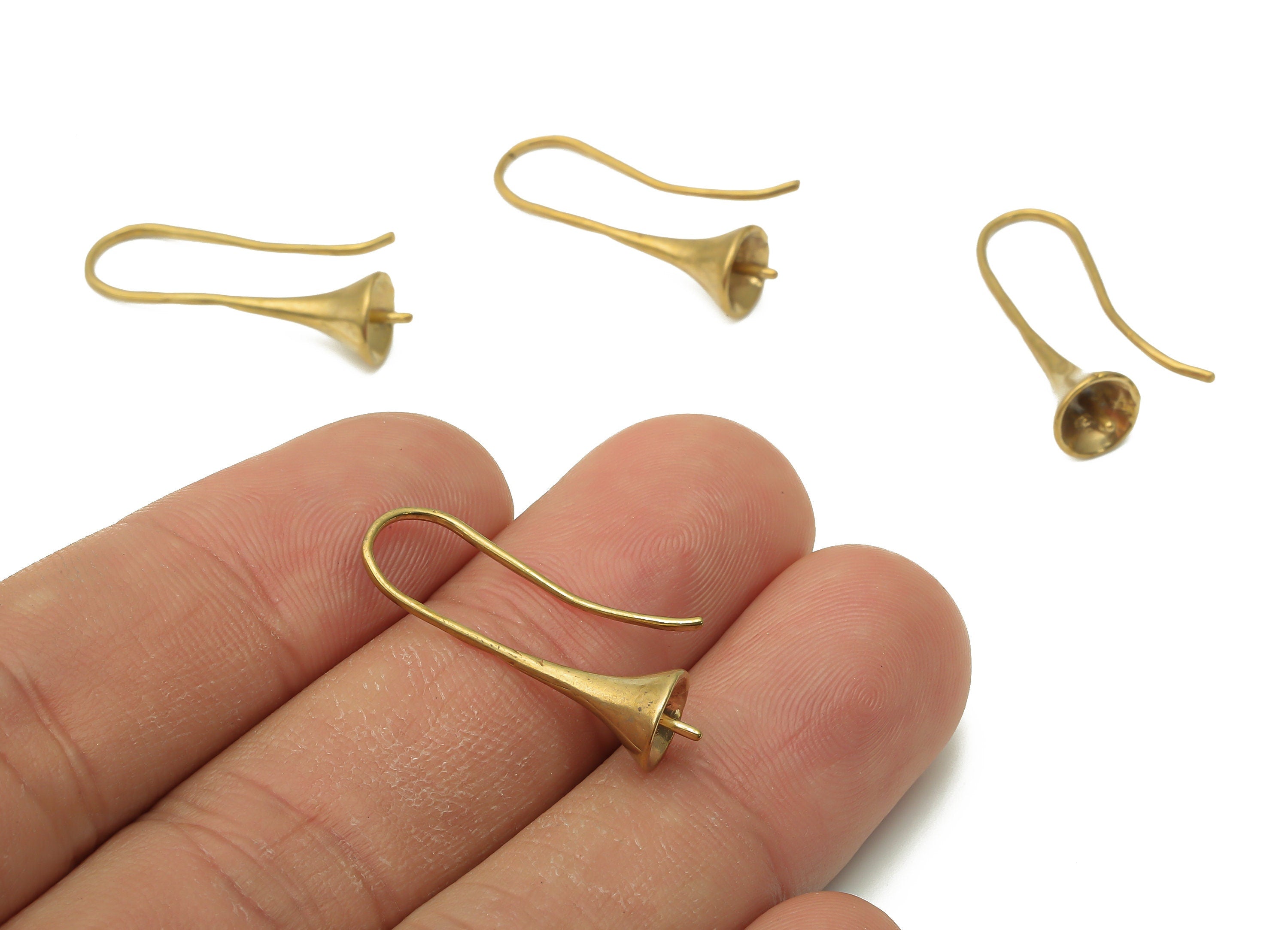 Brass Earrings Wires - Raw Brass Round Bell Earrings Hook - Brass Earrings Findings - Brass Round Wires - 26.94x8.75x0.96mm - PP7775 - DOMEDBAZAAR